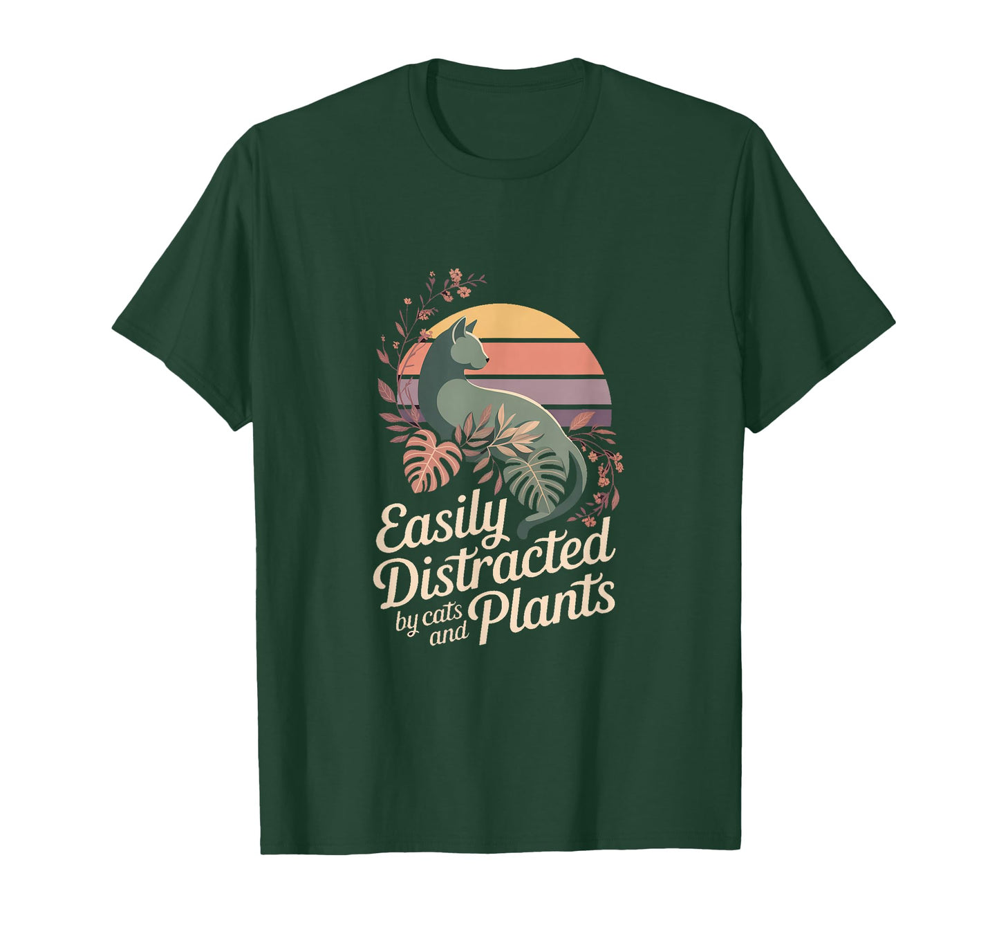 Easily Distracted by Cats and Plants Cat Lover T-Shirt