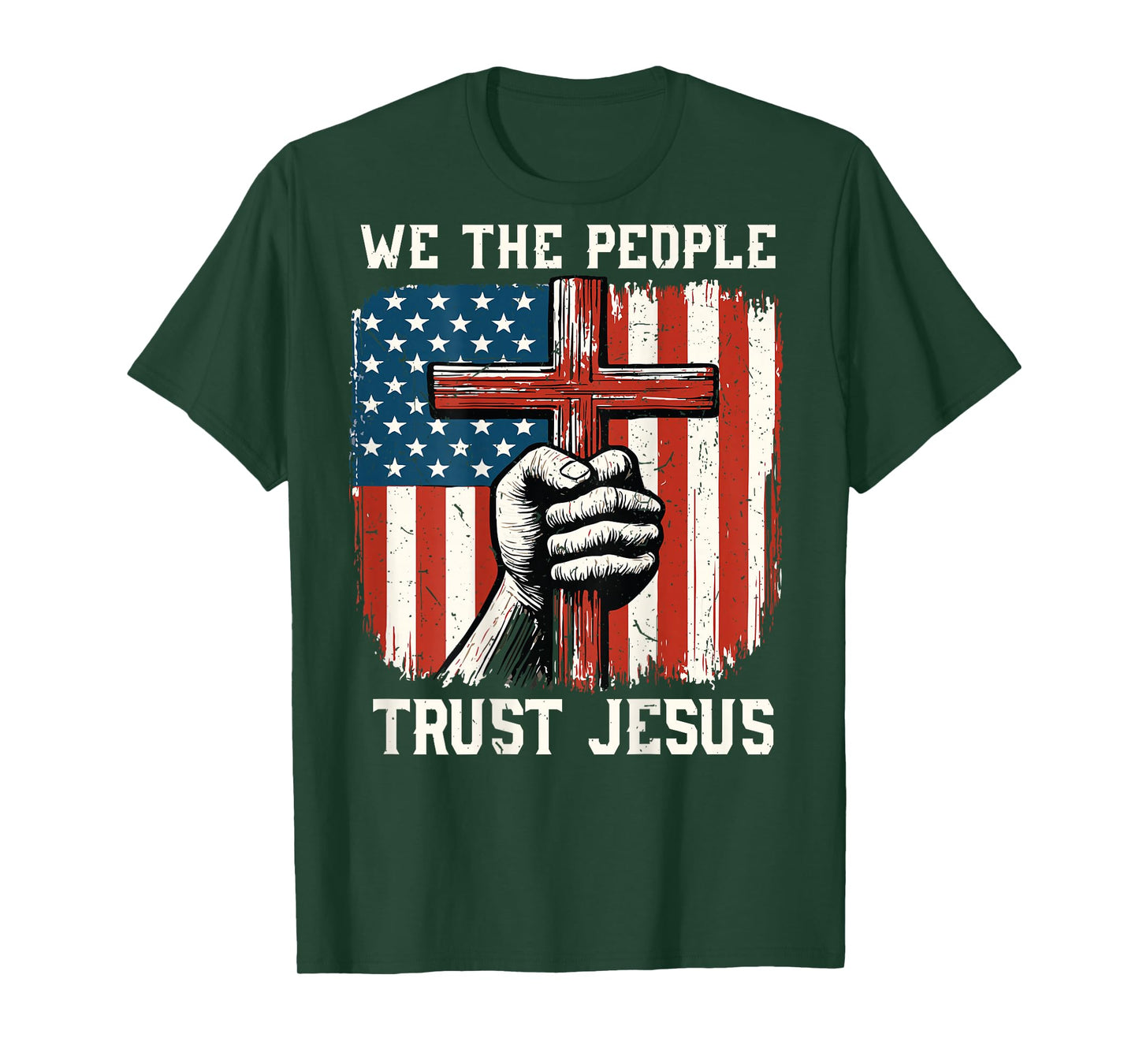 Christian Patriotic We The People Trust Jesus American Flag T-Shirt