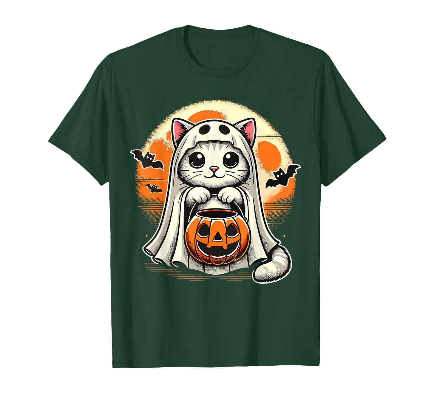 Cat Ghost Halloween Funny Cat T-Shirt