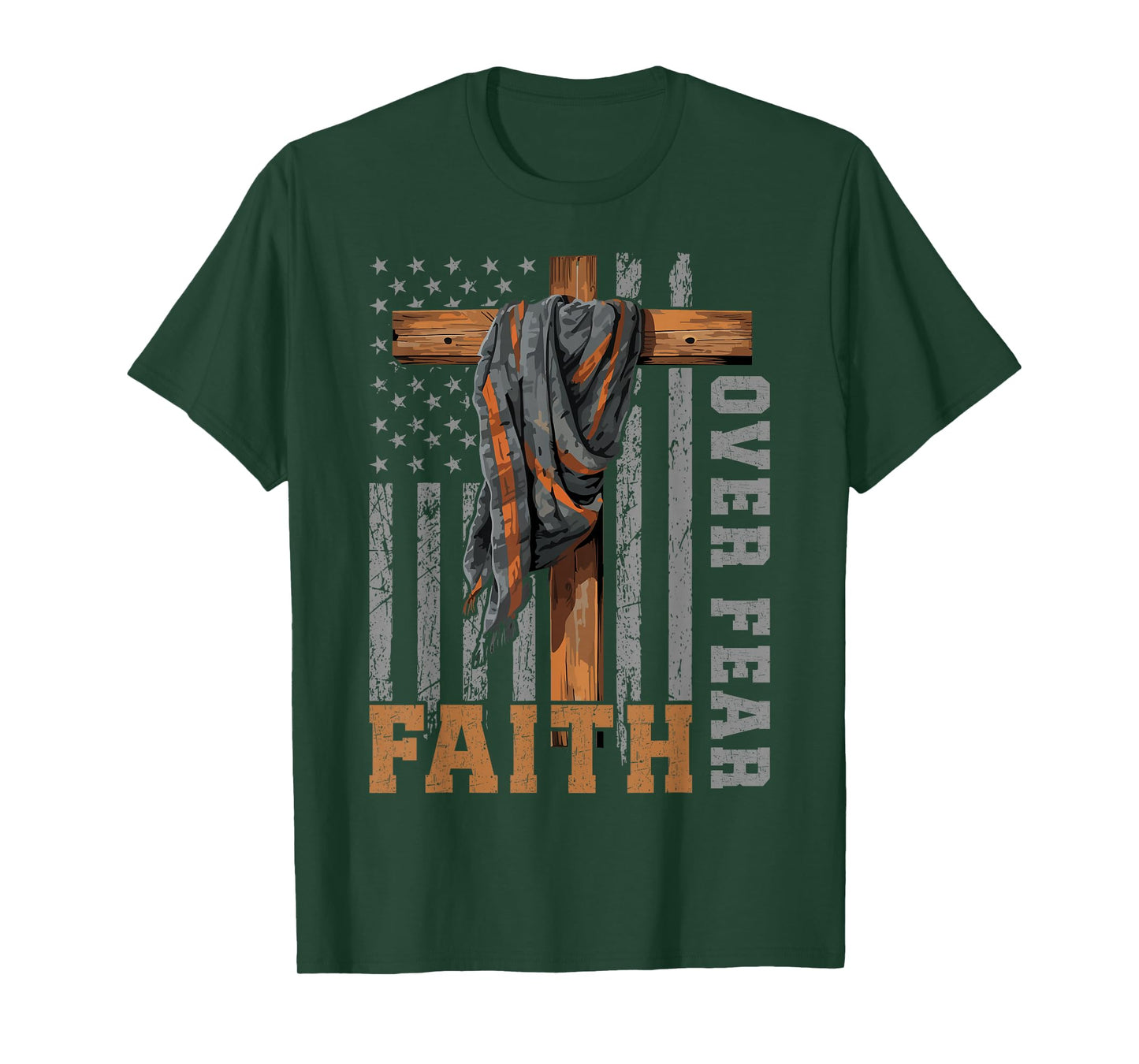Faith Over Fear Christian Shirt USA Flag Patriotic American T-Shirt