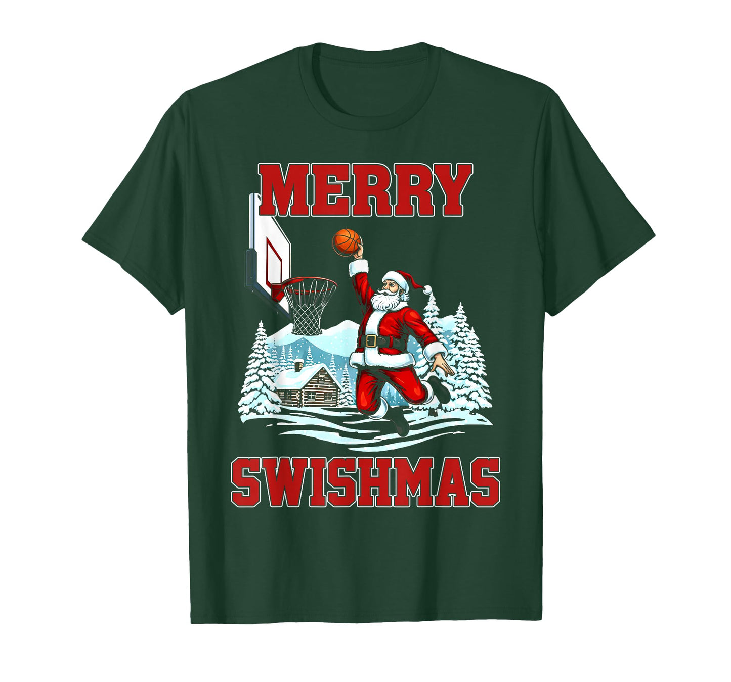 Merry Swishmas Basketball Ugly Christmas Xmas Men Boys Kids T-Shirt