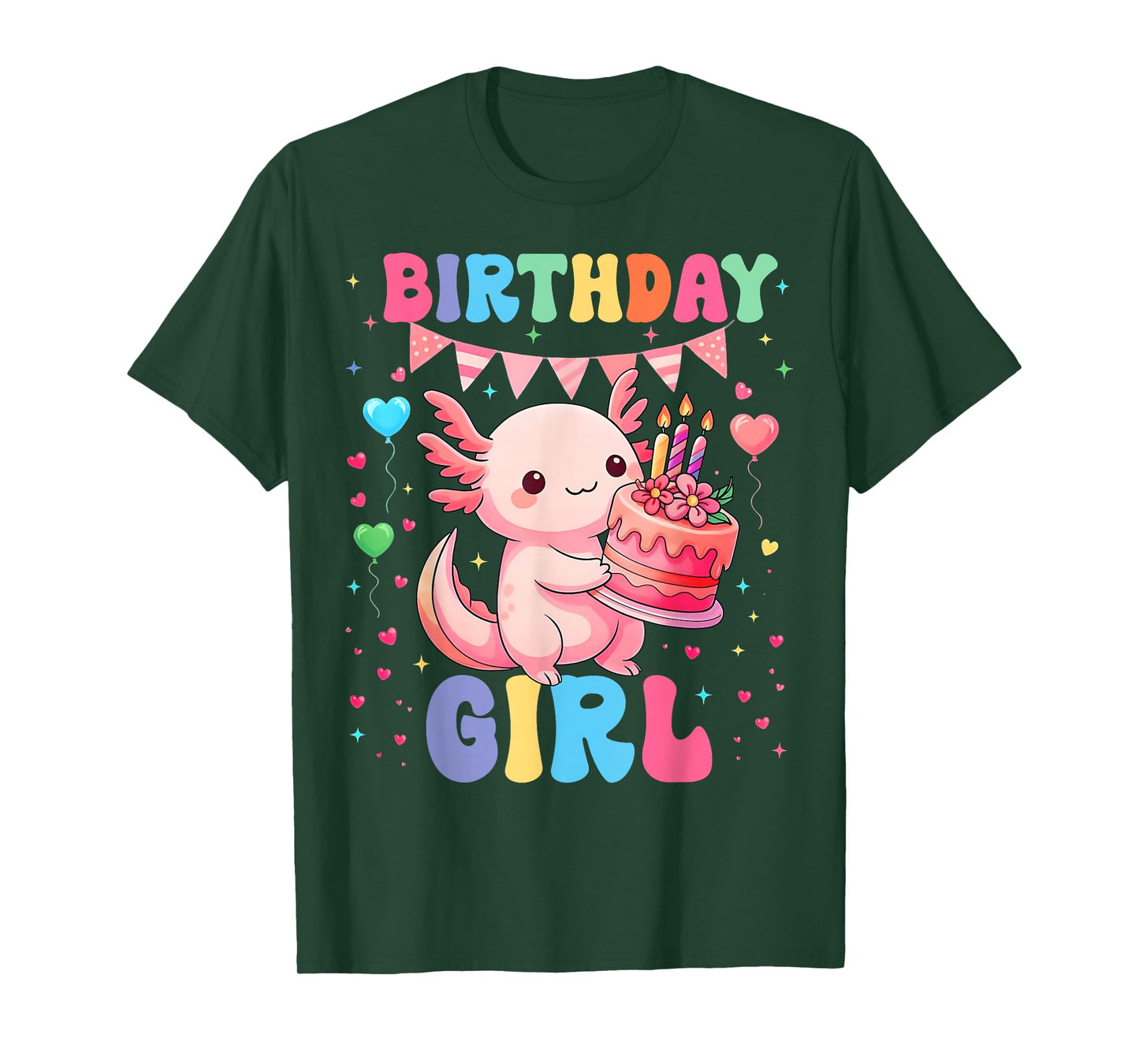 Cute Birthday Girl Axolotl Kawaii Family Party Girls Kid T-Shirt