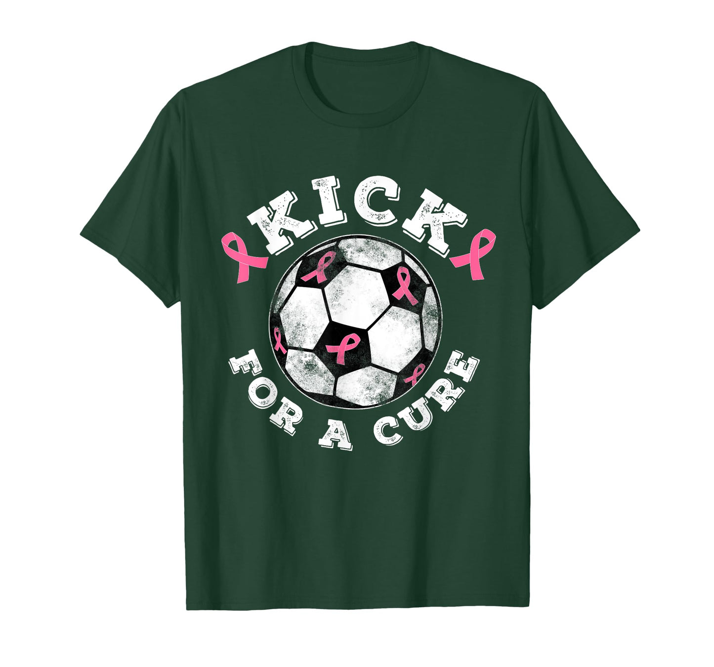 Kick For a Cure Pink Ribbon Breast Cancer Awareness Soccer T-Shirt