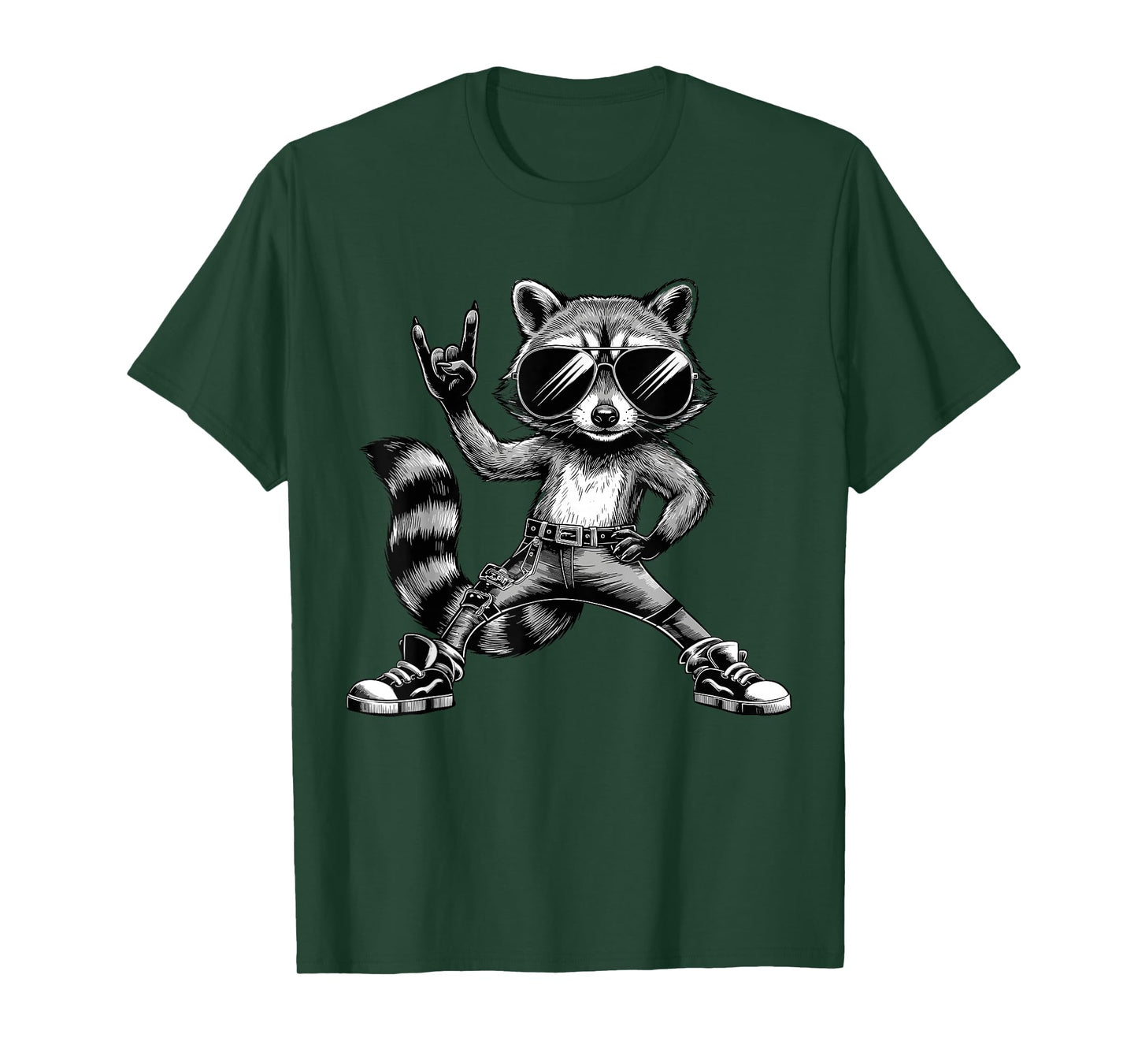 Retro Raccoon Rock Music Men Kids Women T-Shirt