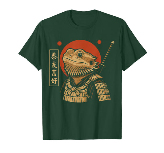 Japanese Bearded Dragon Samurai Reptile Warrior Graphic T-Shirt