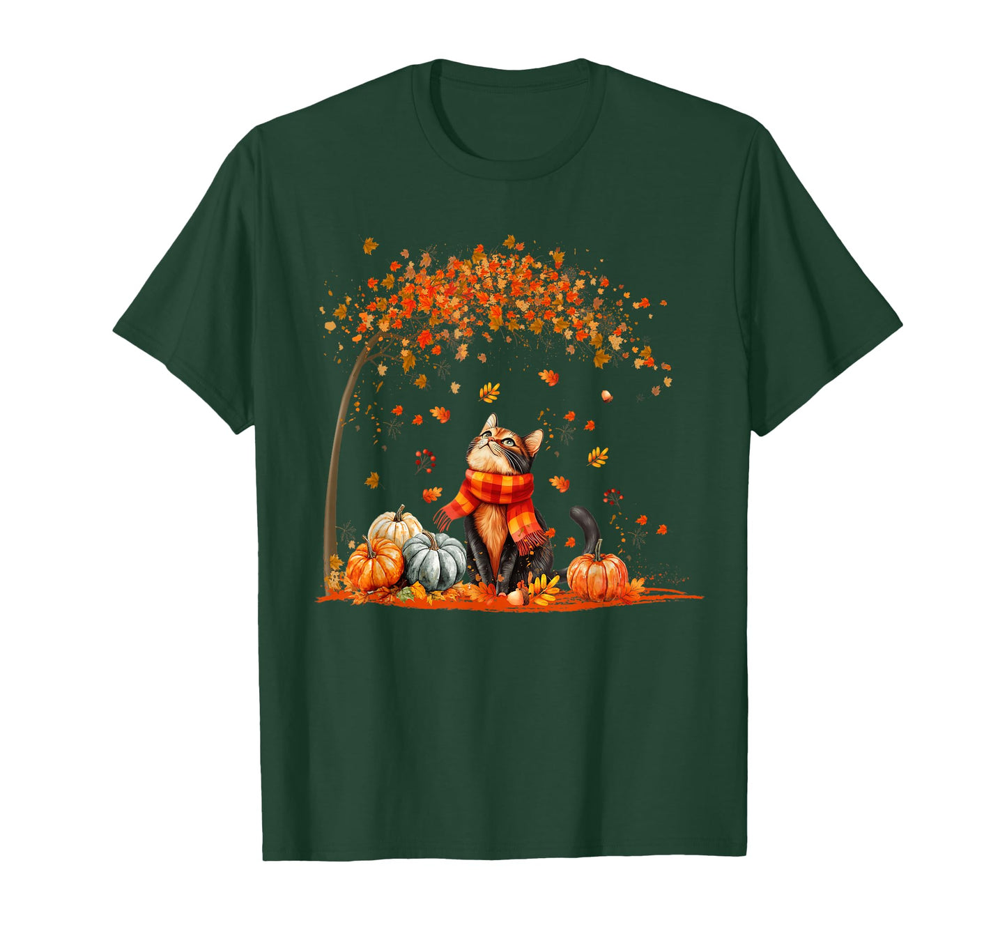 Cute Cat Leaf Fall Autumn Shirt for Cat Lovers T-Shirt