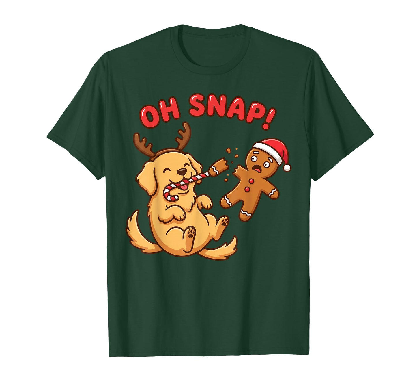 Oh Snap Gingerbread Man Broken Leg Funny Dog Christmas T-Shirt