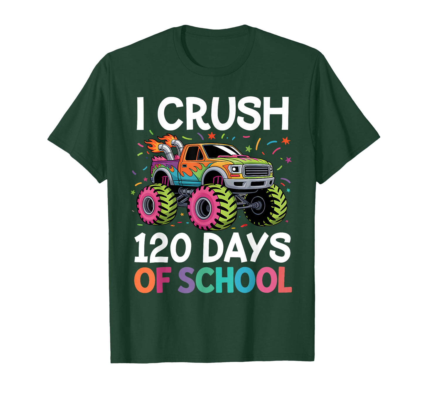 120 Days of School Monster Truck 120th Day of School Boys T-Shirt