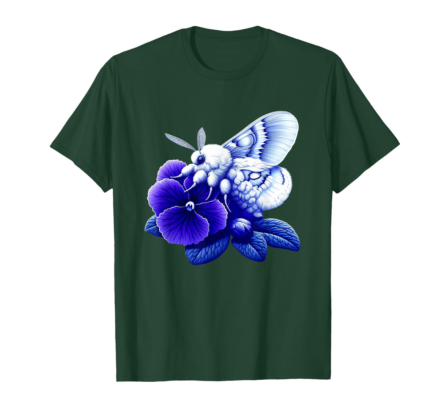 Poodle Moth On African Violet Flower Nature Wildlife Art T-Shirt