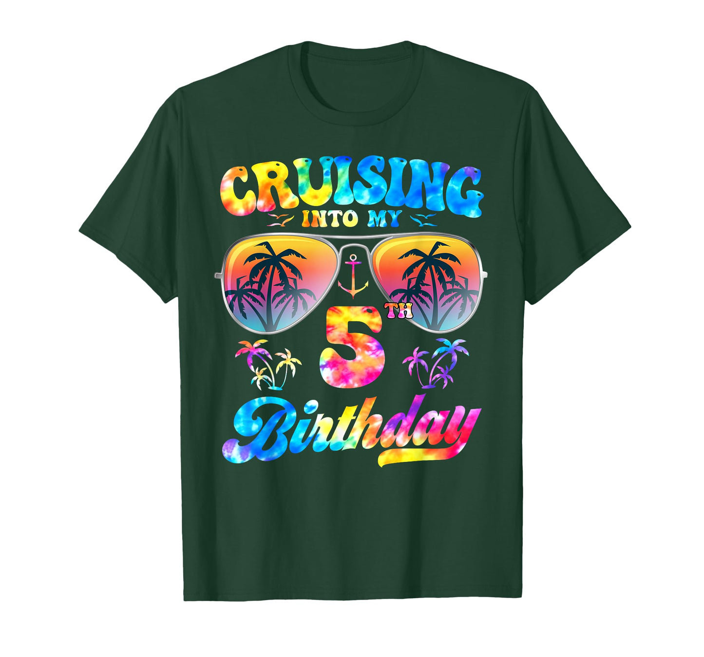 Tie-Dye Cruising Into My 5th Birthday Cruise 5 Years Old T-Shirt