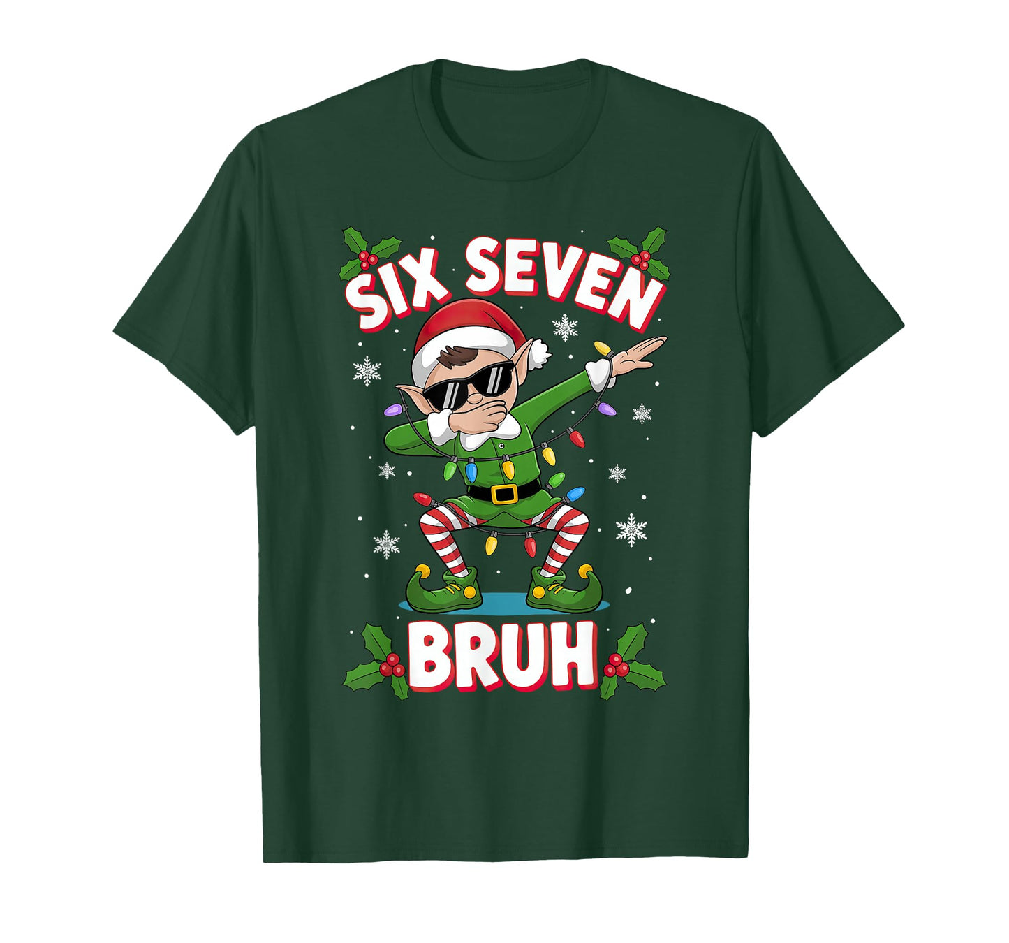 Dabbing Elf Six Seven Bruh Christmas 67 Meme Xmas T-Shirt
