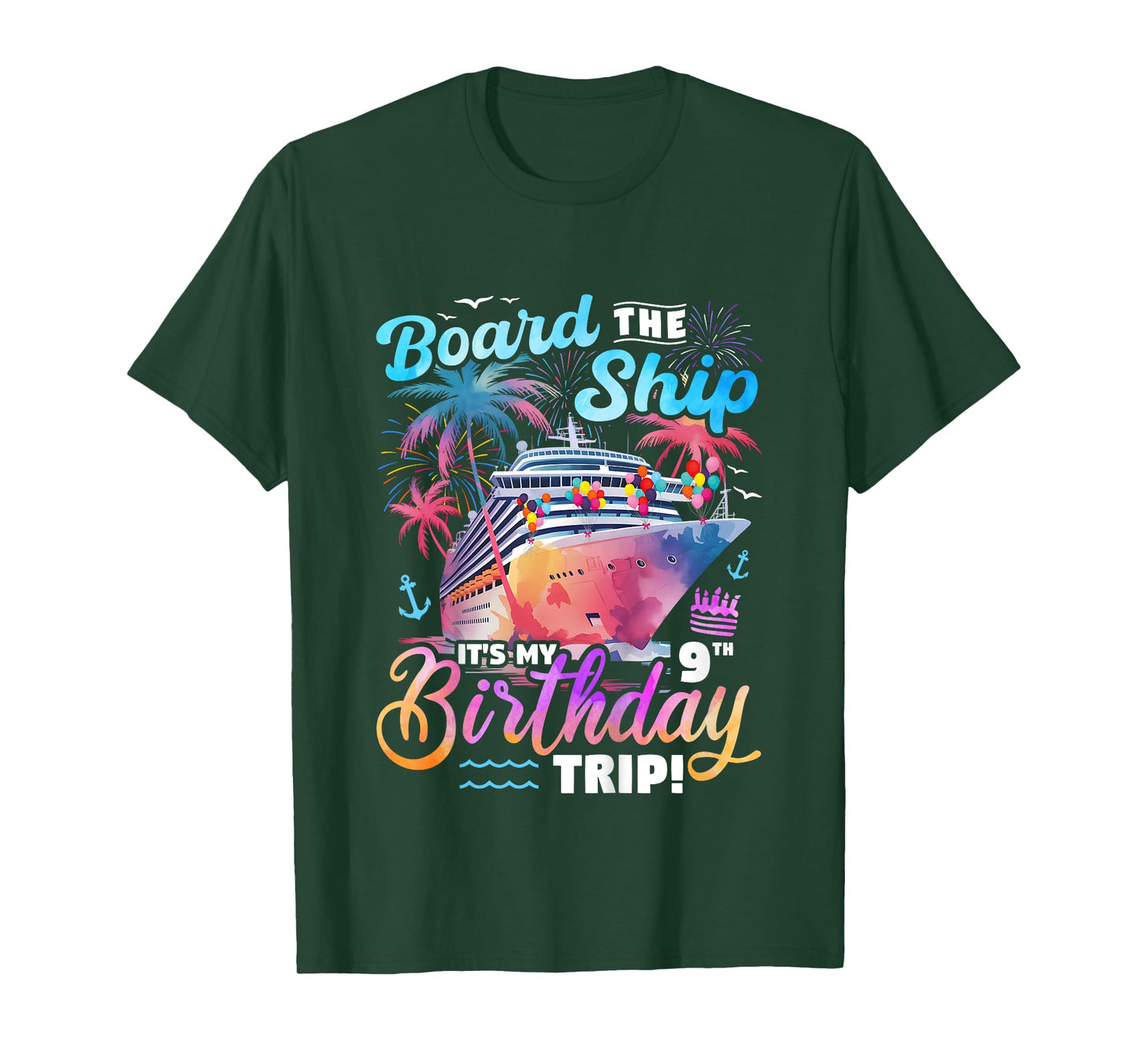 Kids Board The Ship It's My 9th Birthday Trip Cruise Birthday T-Shirt