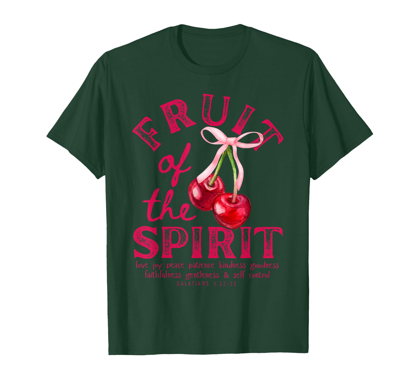 Fruit Of The Spirit Christian Coquette Pink Bow Cherries T-Shirt
