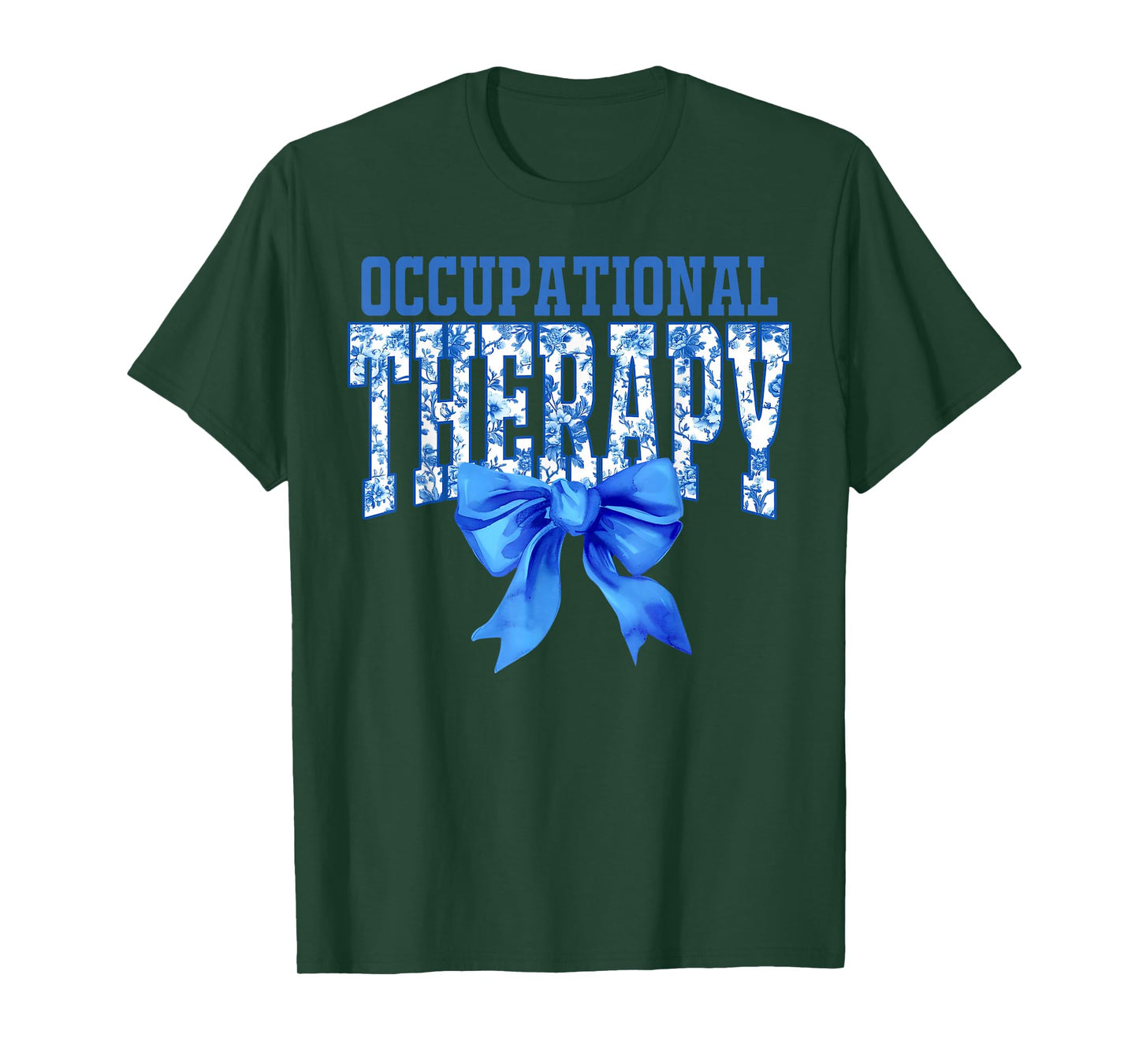 Occupational Therapy Coquette Toile Blue Floral OT Therapist T-Shirt