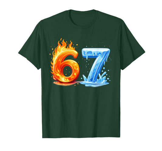 Fire and Ice Six Seven 6-7 Funny 67 Hot Cold T-Shirt