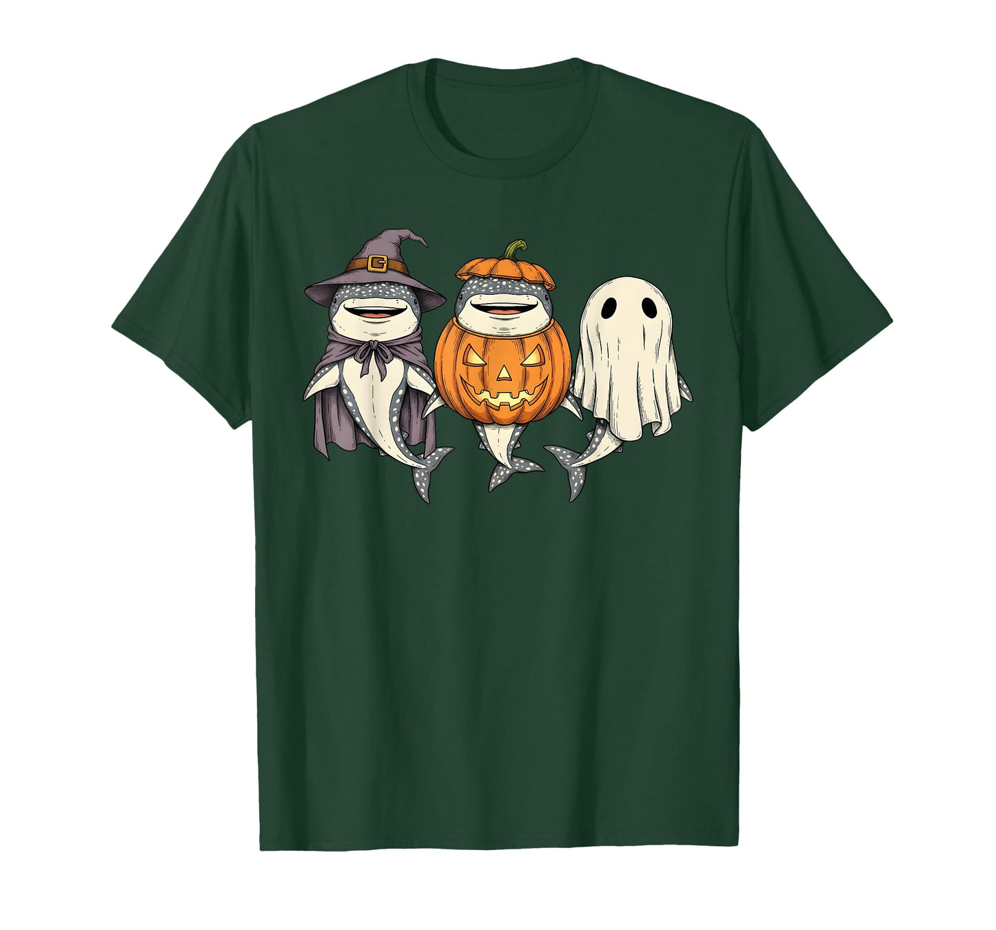 Spooky Whale Shark Lover Pumpkin Halloween Ghost T-Shirt