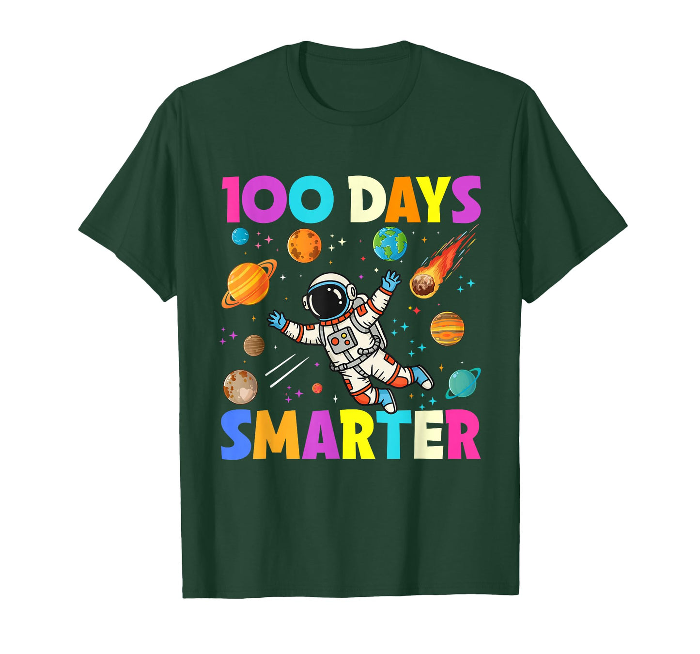 100 Days Smarter 100th Day of School Astronaut Space Kids T-Shirt