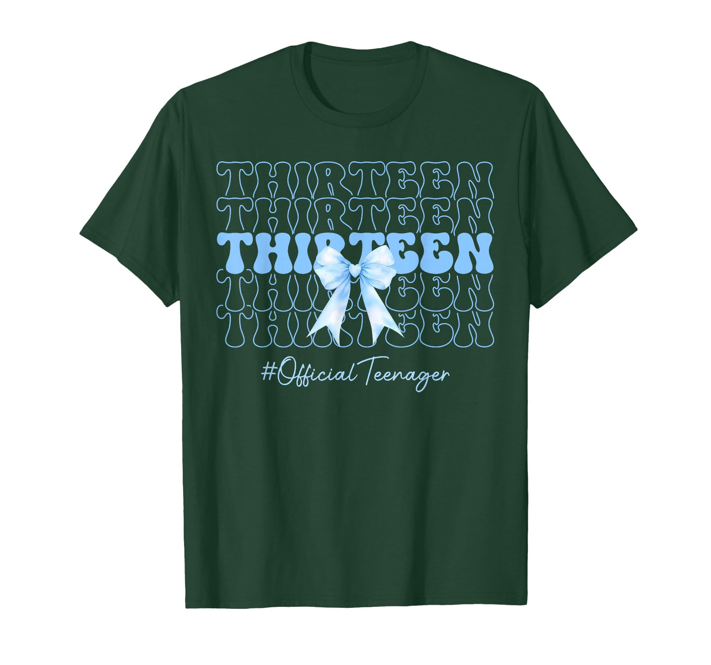 Thirteen Official Teenager Cute 13th Birthday Girl Blue Bow T-Shirt