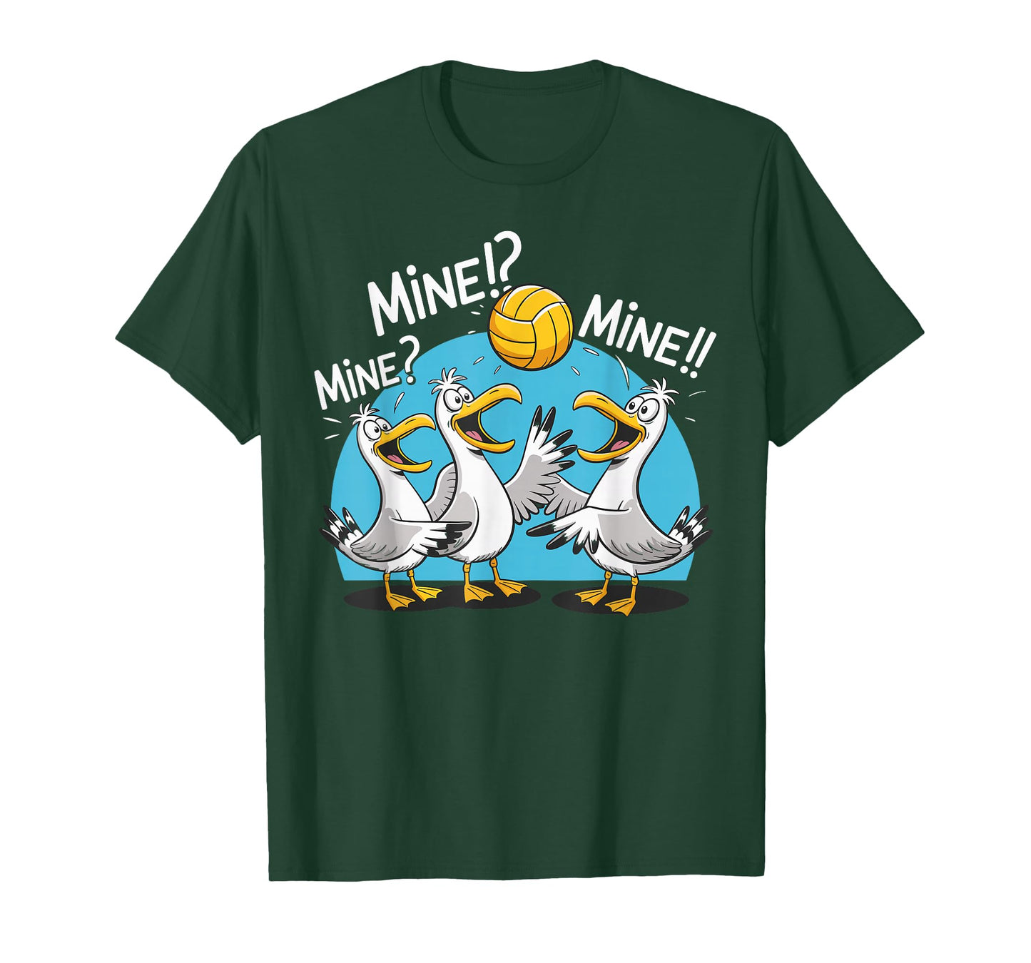 Retro Mine Mine Mine Volleyball Cute Bird Playing Volleyball T-Shirt