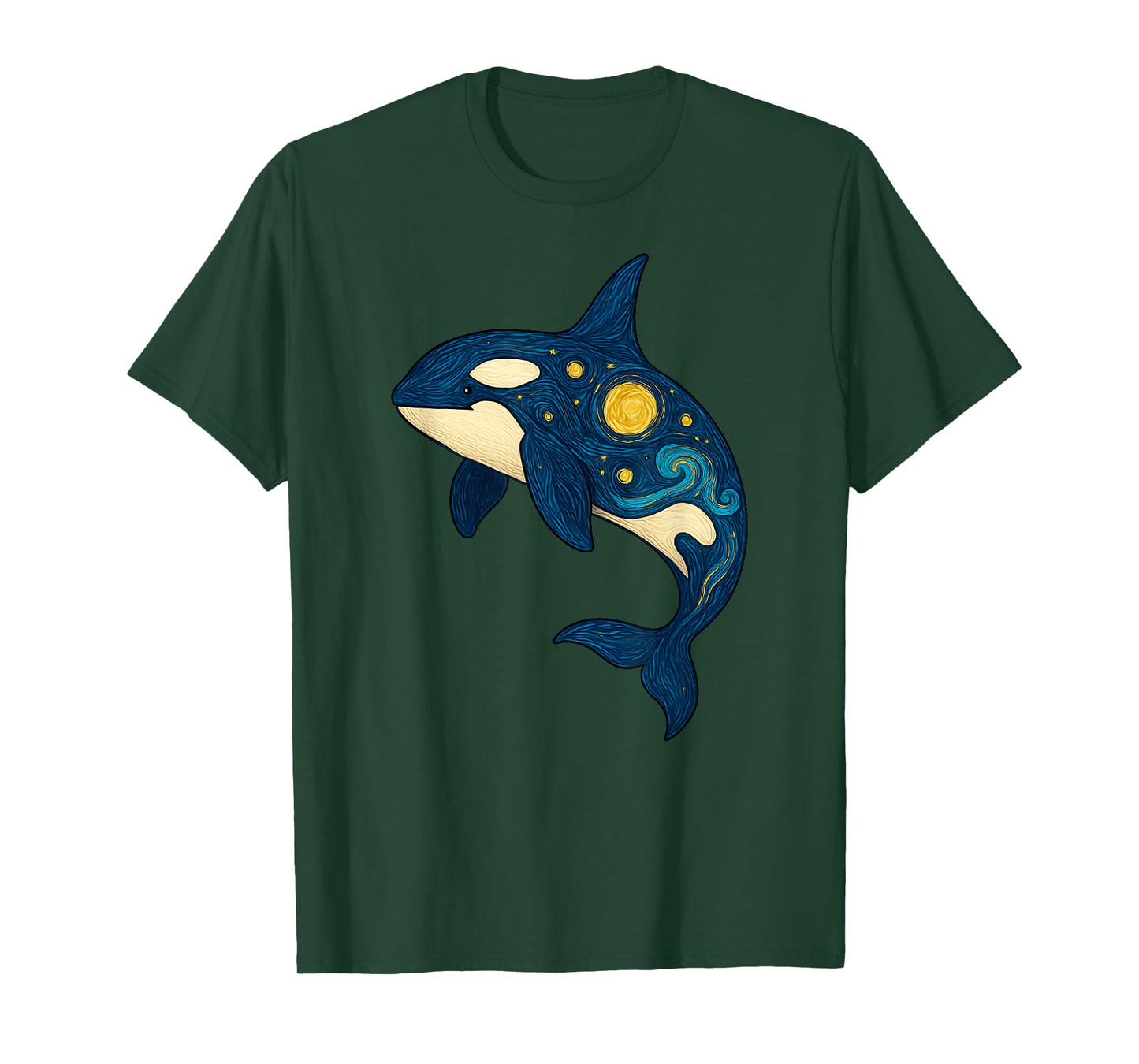 Orca Whale Starry Night Animal Lover Painting Boys Girls Kid T-Shirt
