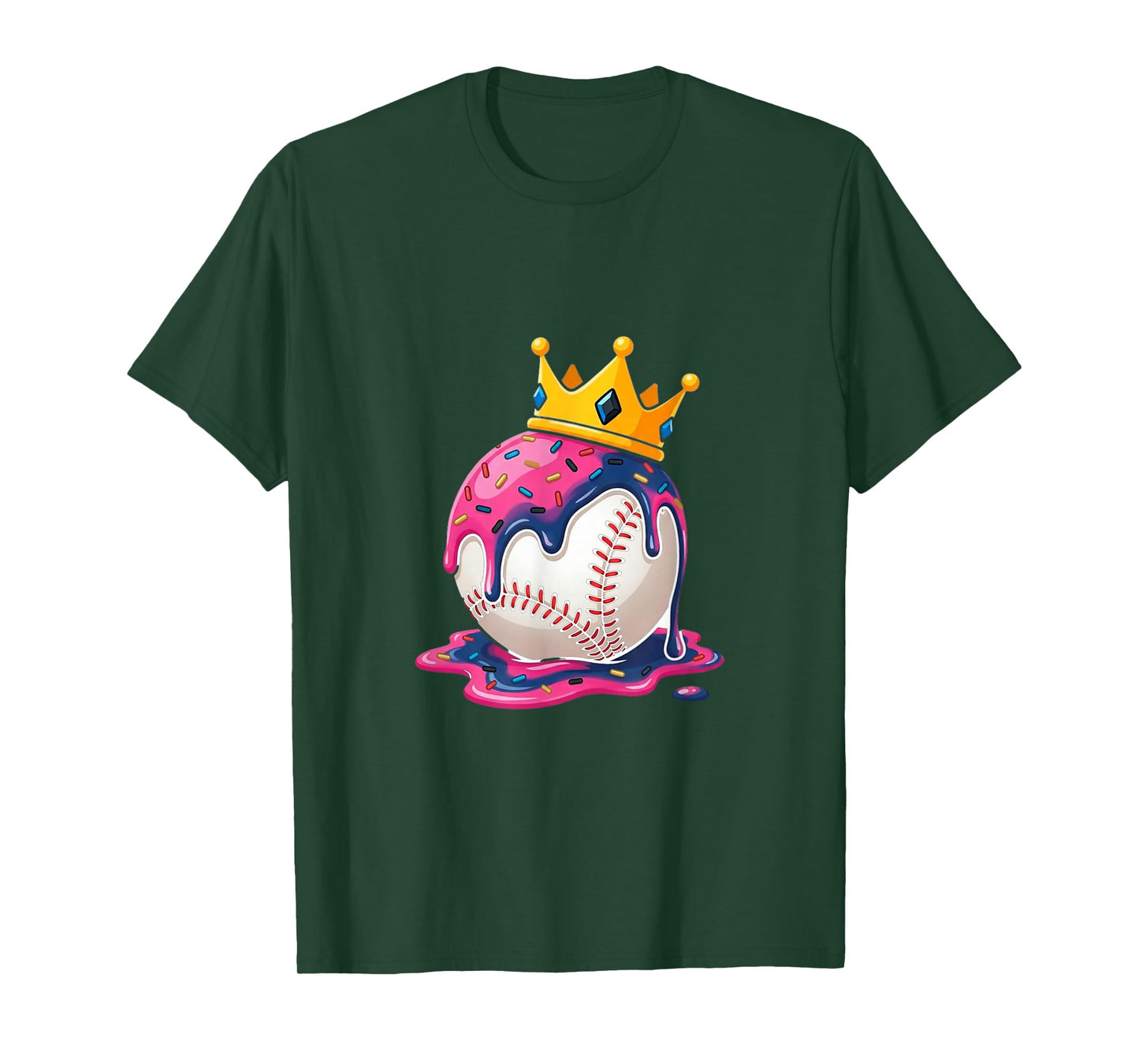 Baseball Drip Ice Cream Crown Pink Melt Ball Art T-Shirt