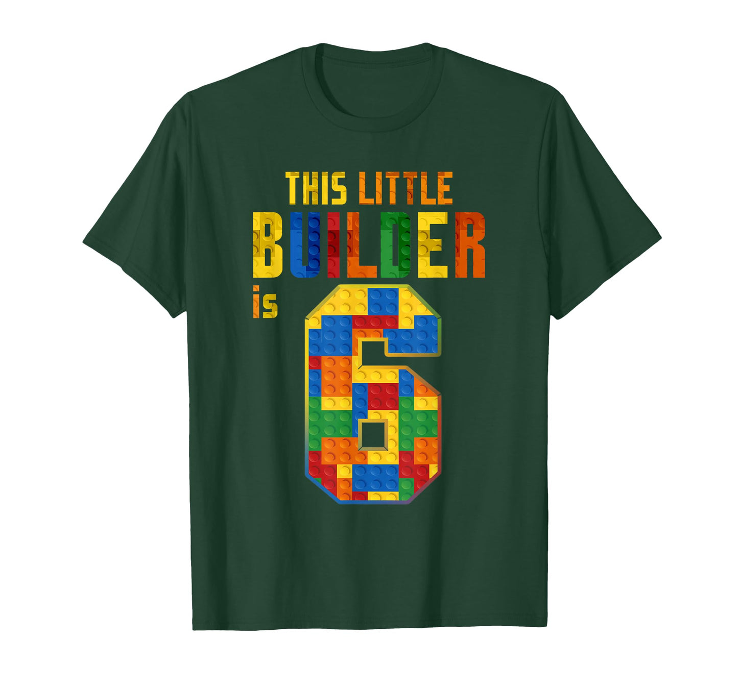 This Little Builder Is 6 Building Blocks 6th Birthday Kids T-Shirt