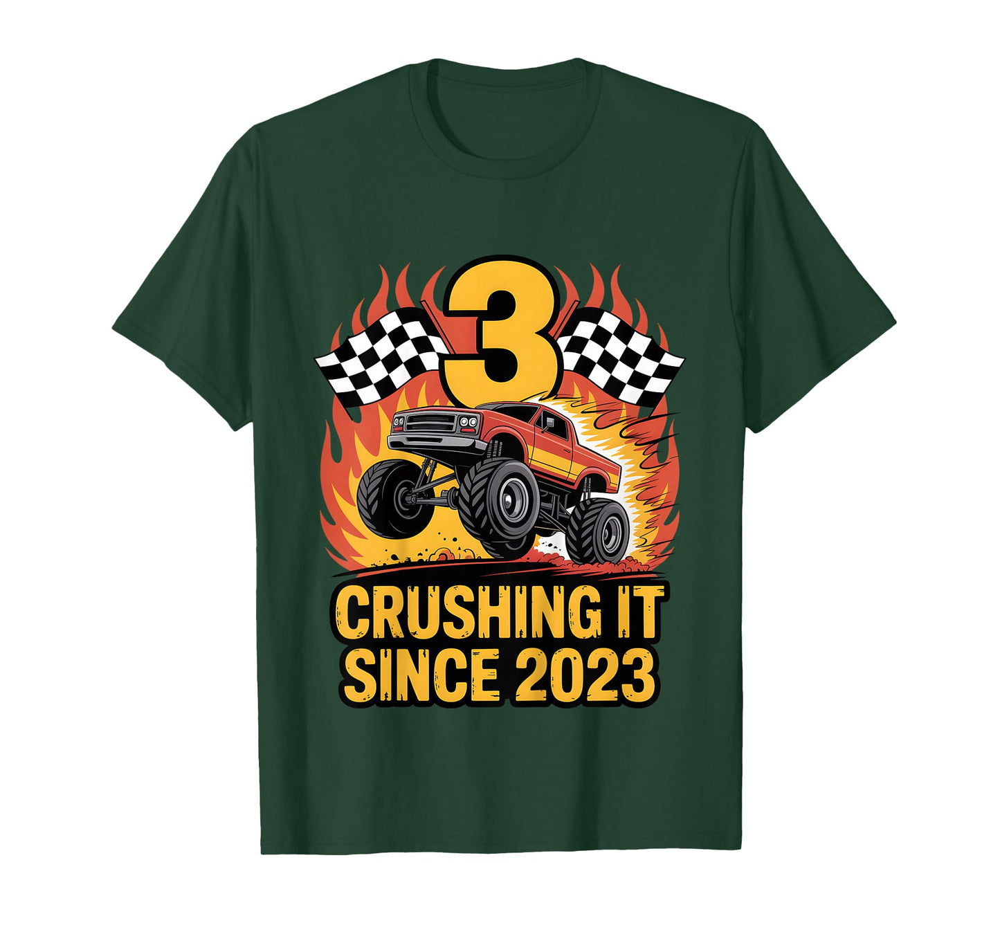 Crushing It Since 2023 Monster Truck 3 Year Old Birthday Boy T-Shirt