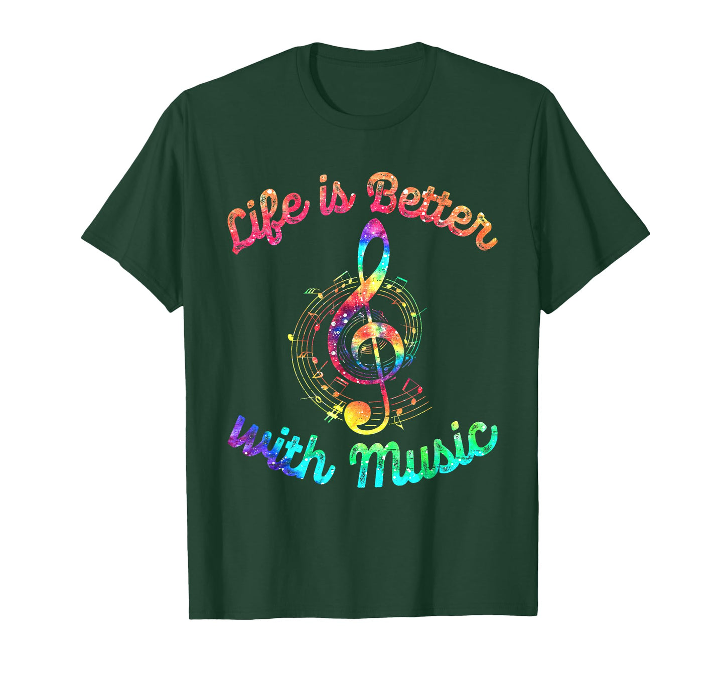Life Is Better With Music Notes Symbol Tie Dye Musician T-Shirt