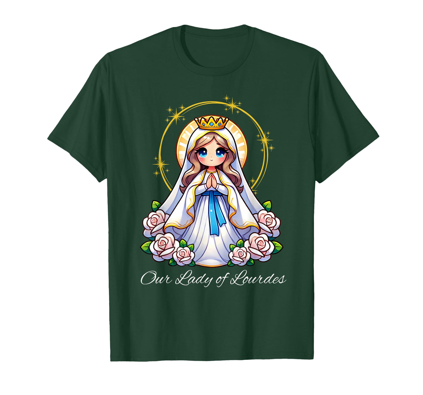 Our Lady of Lourdes Pray Mary Cute Women Catholic Girls kids T-Shirt