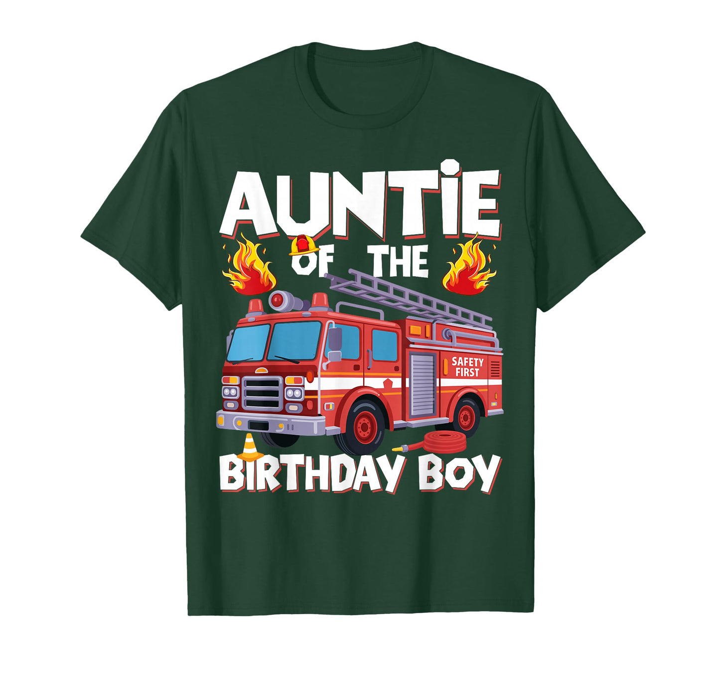 Auntie of The Birthday Boy Fire Truck Firefighter Aunt Bday T-Shirt