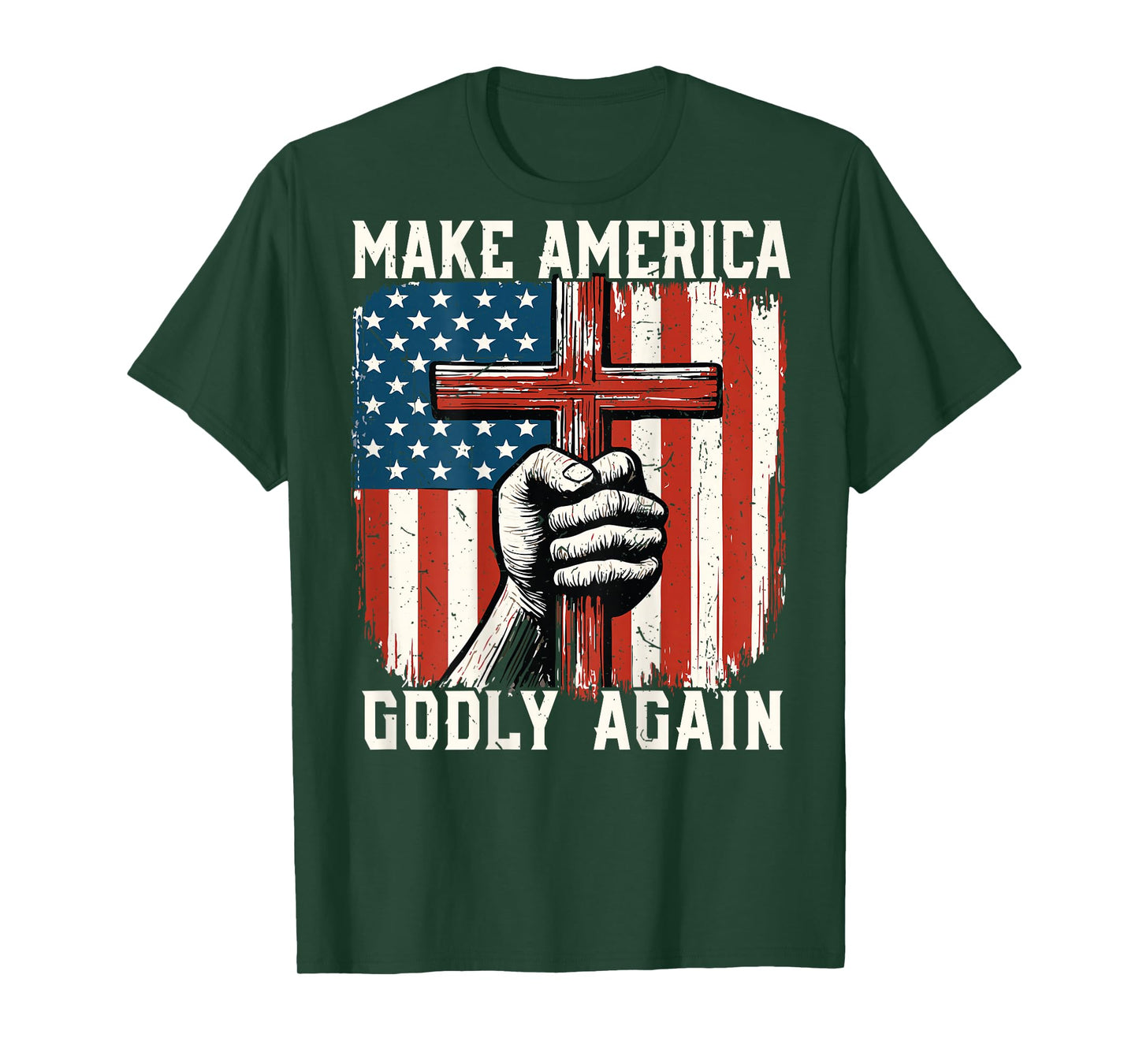 Jesus Make America Godly Again Patriotic Christian Faith T-Shirt