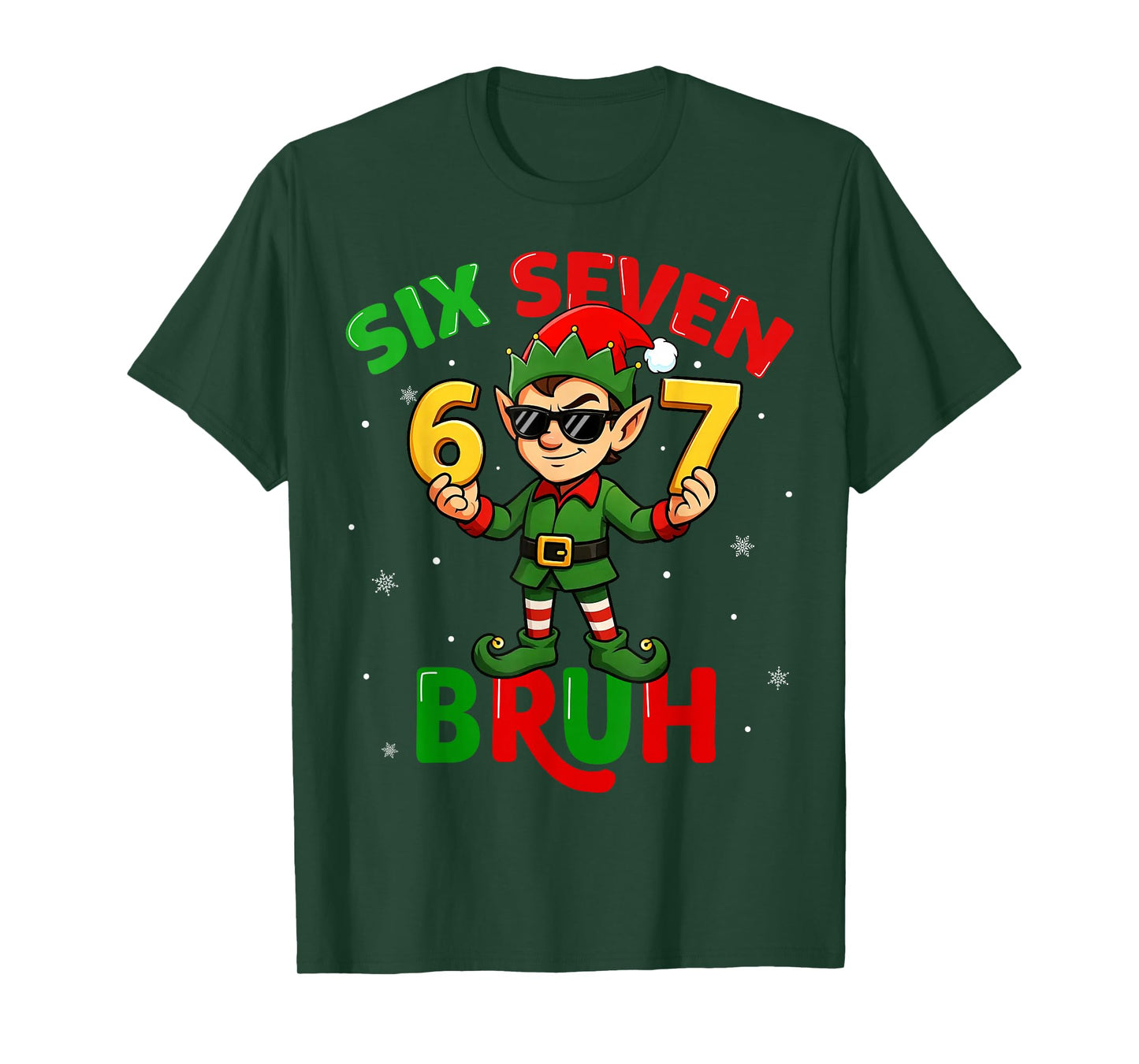 Bruh 67 Six Seven 6 7 Meme Elf Christmas Funny Boy Girl Kids T-Shirt