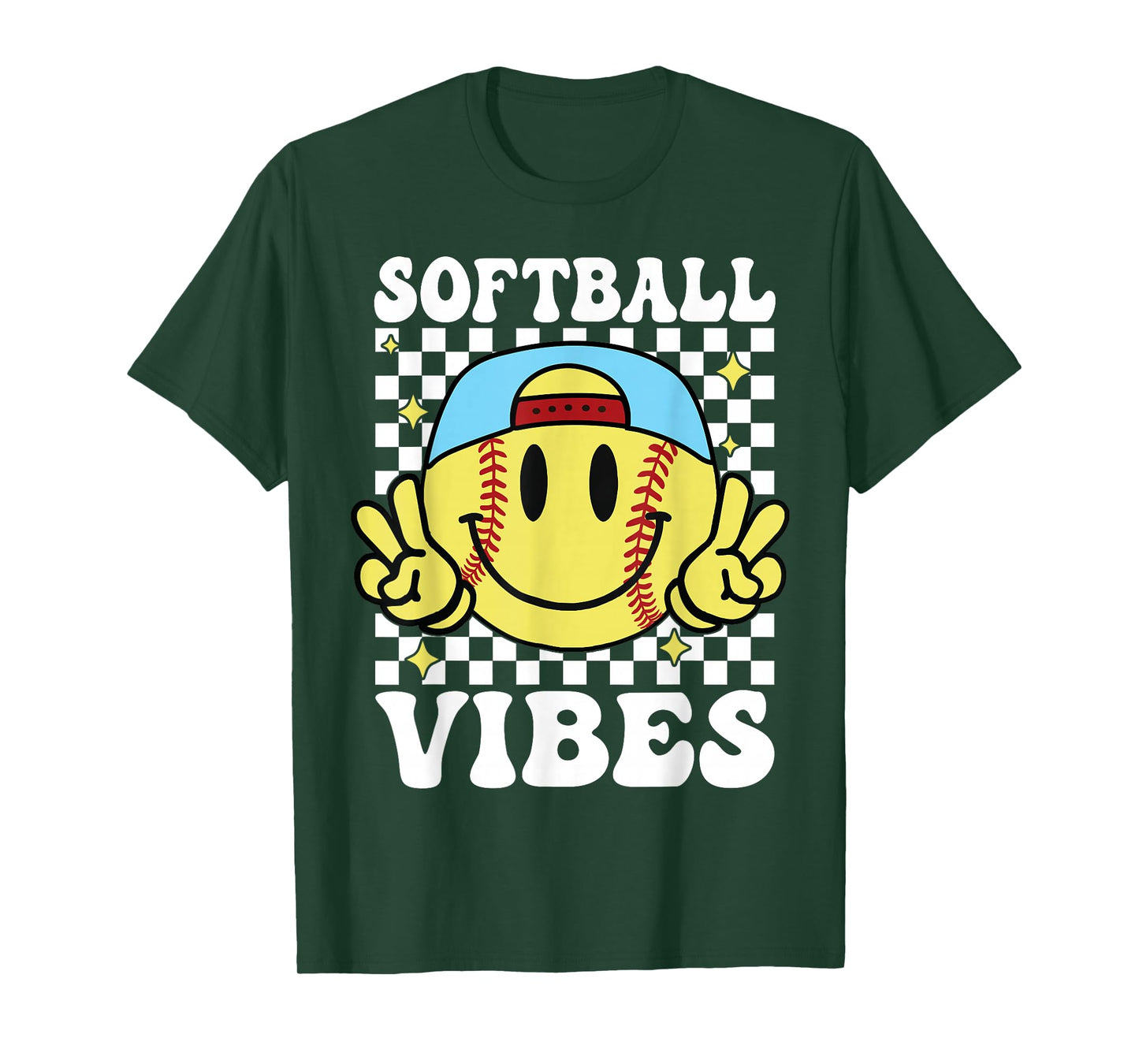 Softball Vibes Softball Retro Groovy Game Day Girls Women T-Shirt