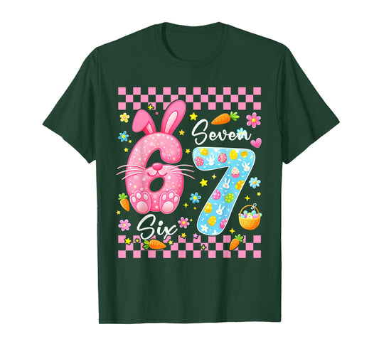 Happy Easter Day Cute Bunny Girls Easter Six Seven 67 6 7 T-Shirt