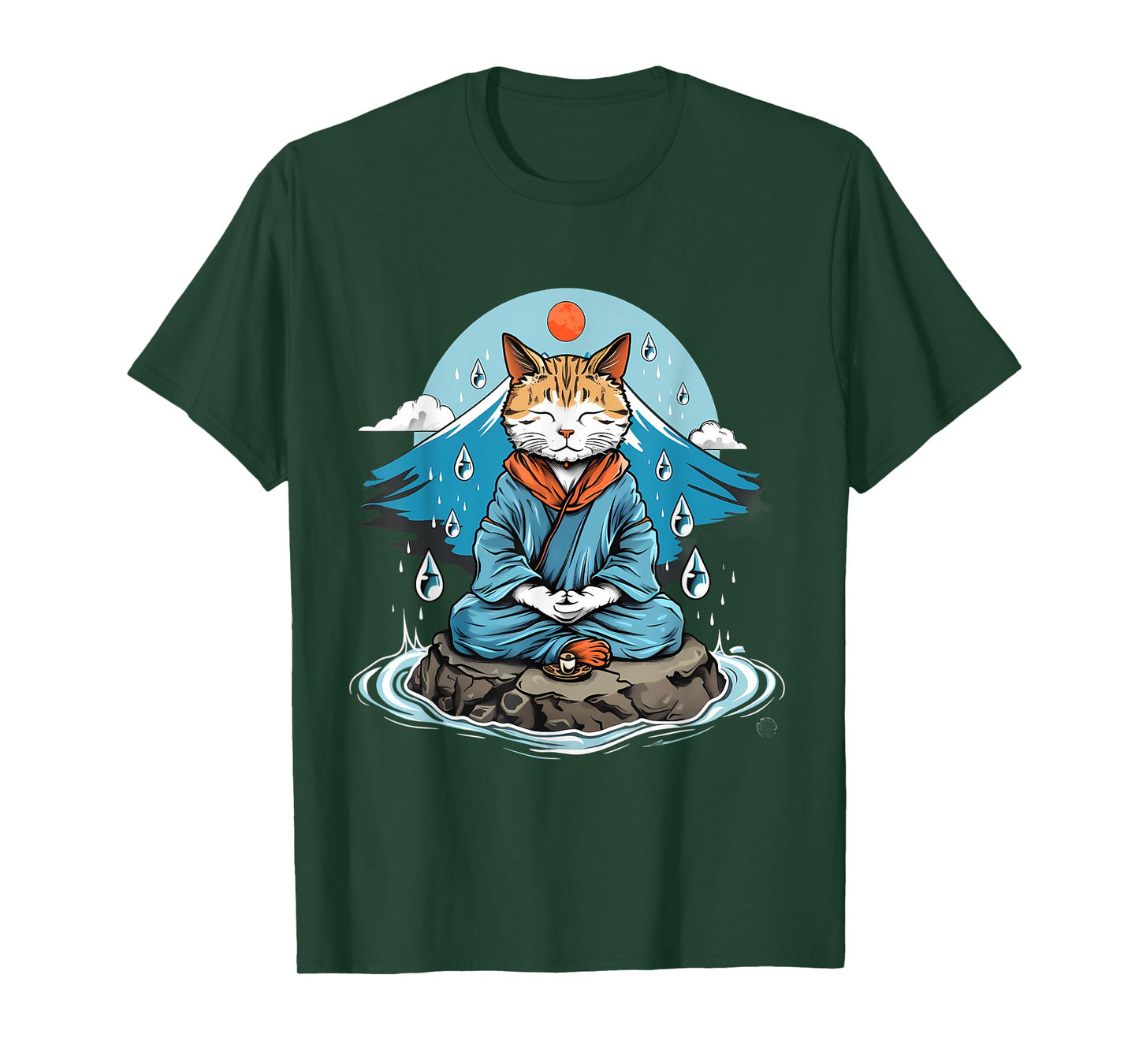 Cat Meditation Buddhist Zen Buddha Hindu Mountain Yoga Men Women Kids T-Shirt
