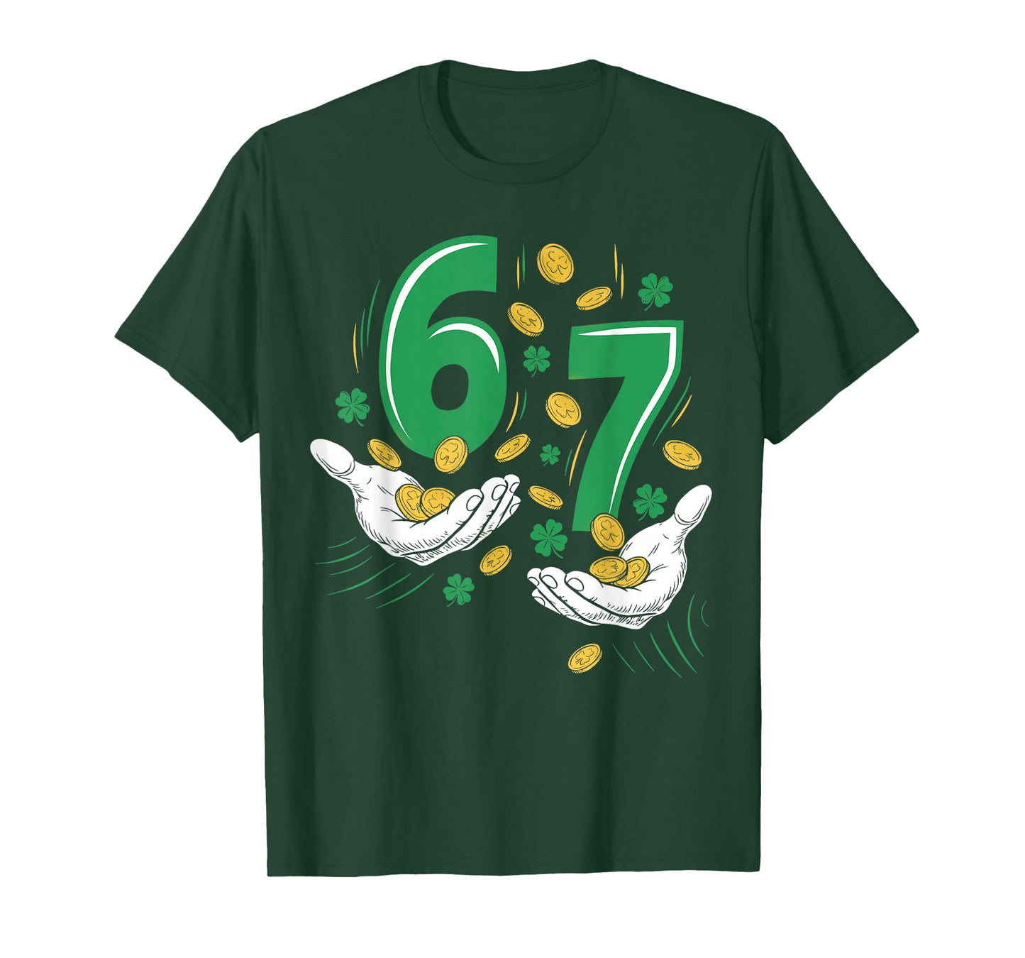 Six Seven Meme 67 Hands Funny St Patrick's Day Shamrocks T-Shirt