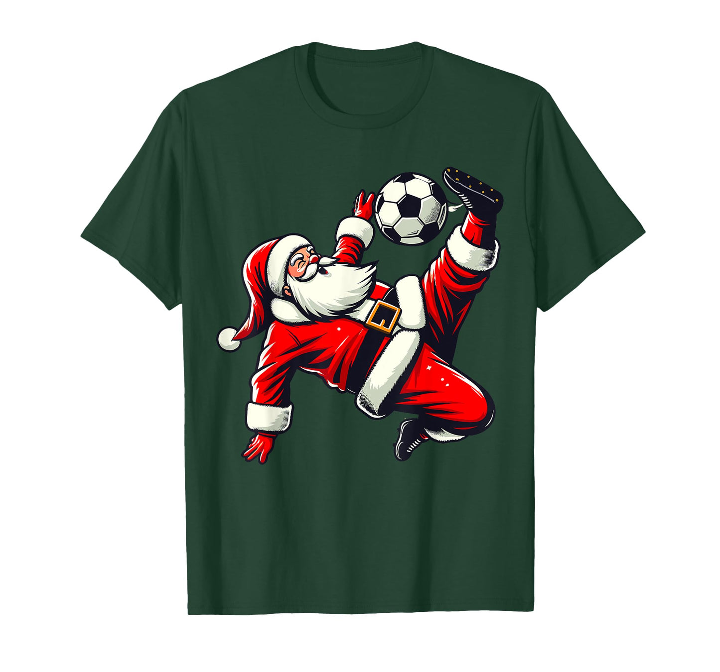 Santa Plays Soccer Bicycle Kick, Christmas Women Men Kids T-Shirt