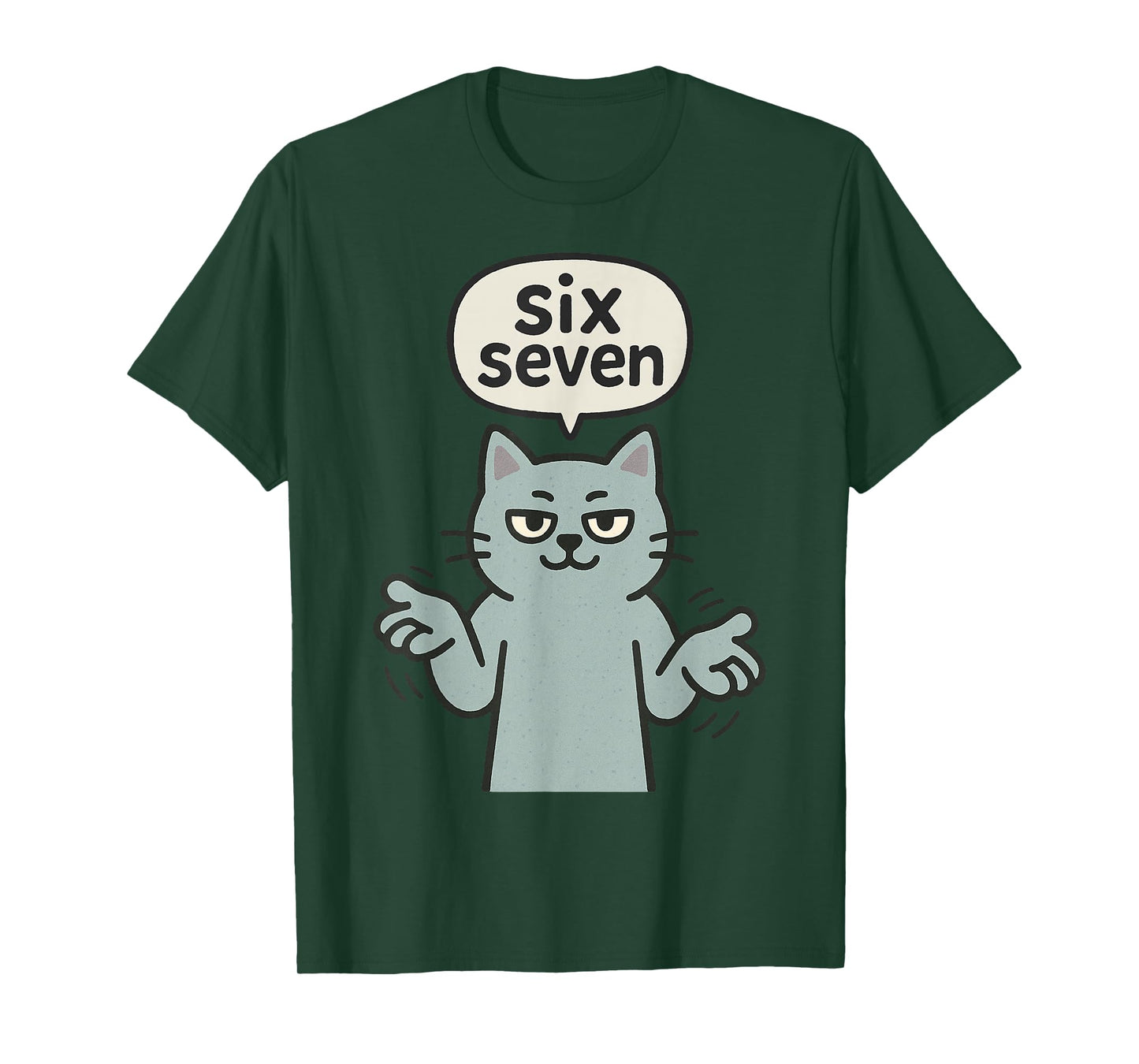 67 Six Seven 6-7 Cat - Funny Kids Gaming Brainrot Meme T-Shirt