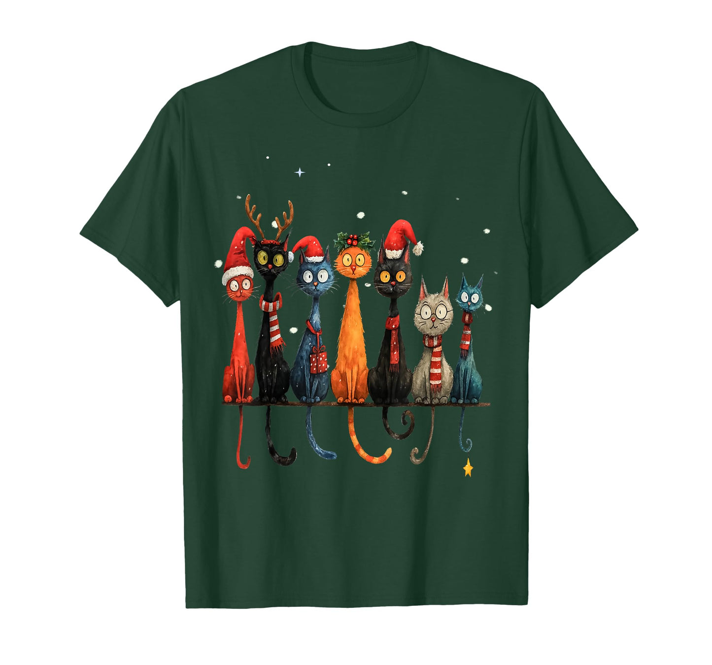 Christmas Whimsical Mid-Century Modern Look Cats 50& 60s T-Shirt