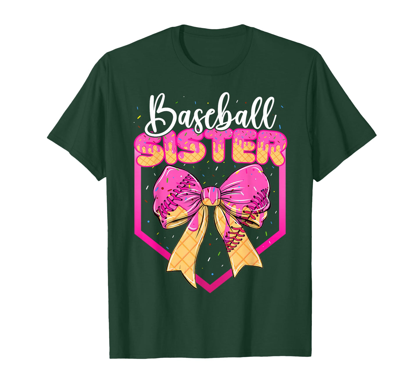 Baseball Sister Drip Ice Cream Drip Girls Sprinkle Youth T-Shirt