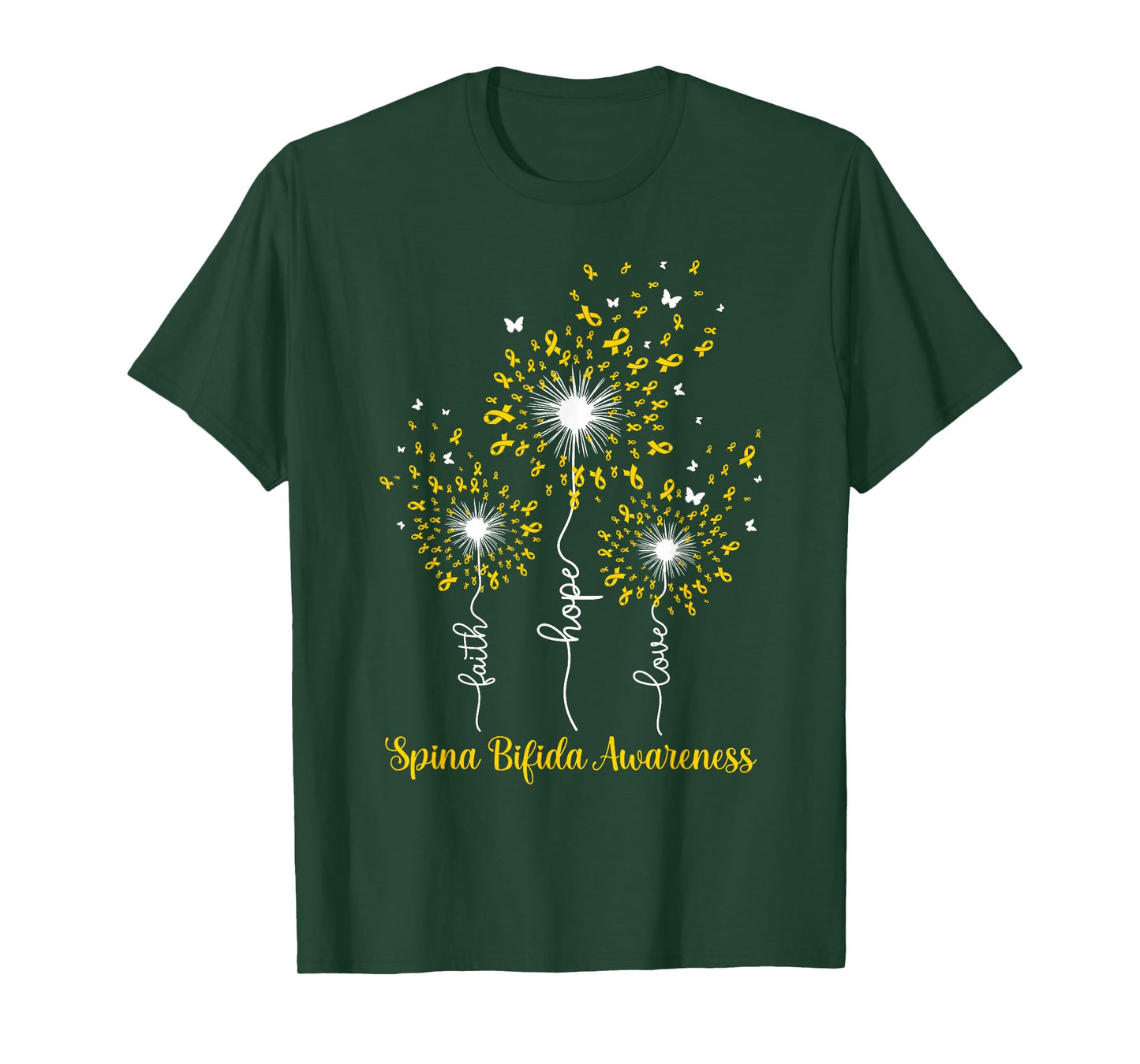 Dandelion Faith Hope Love Spina Bifida Awareness T-Shirt
