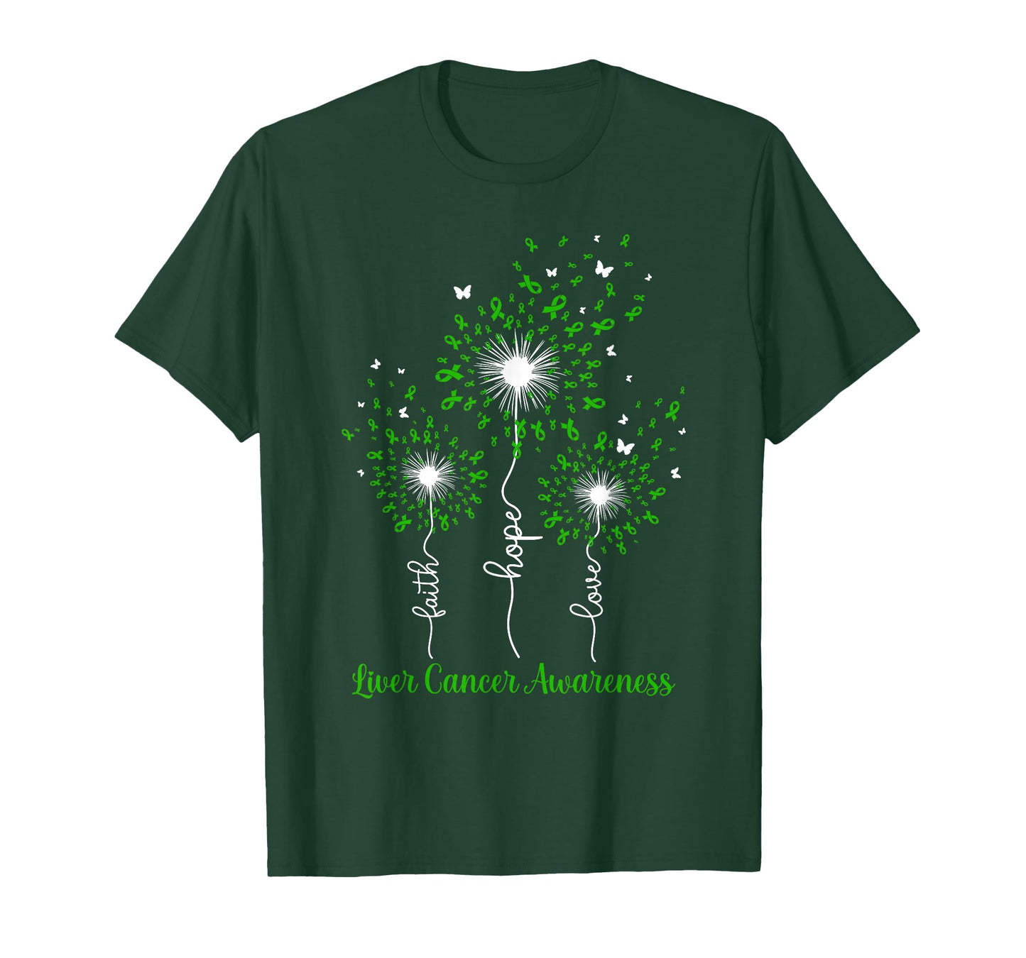 Dandelion Faith Hope Love Liver Cancer Awareness T-Shirt