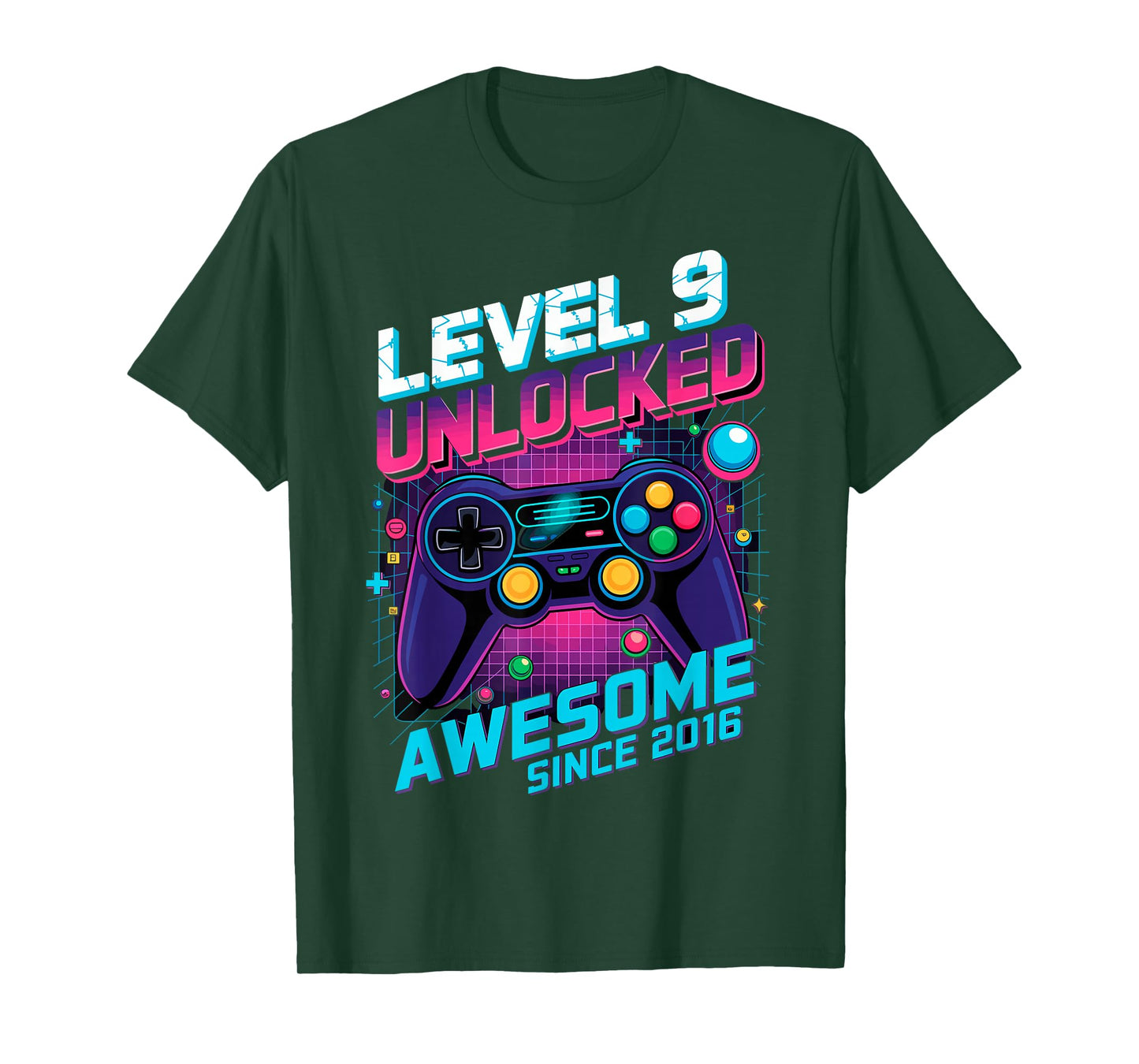 Awesome Since 2016 9th Birthday Level 9 Unlocked Gamer T-Shirt