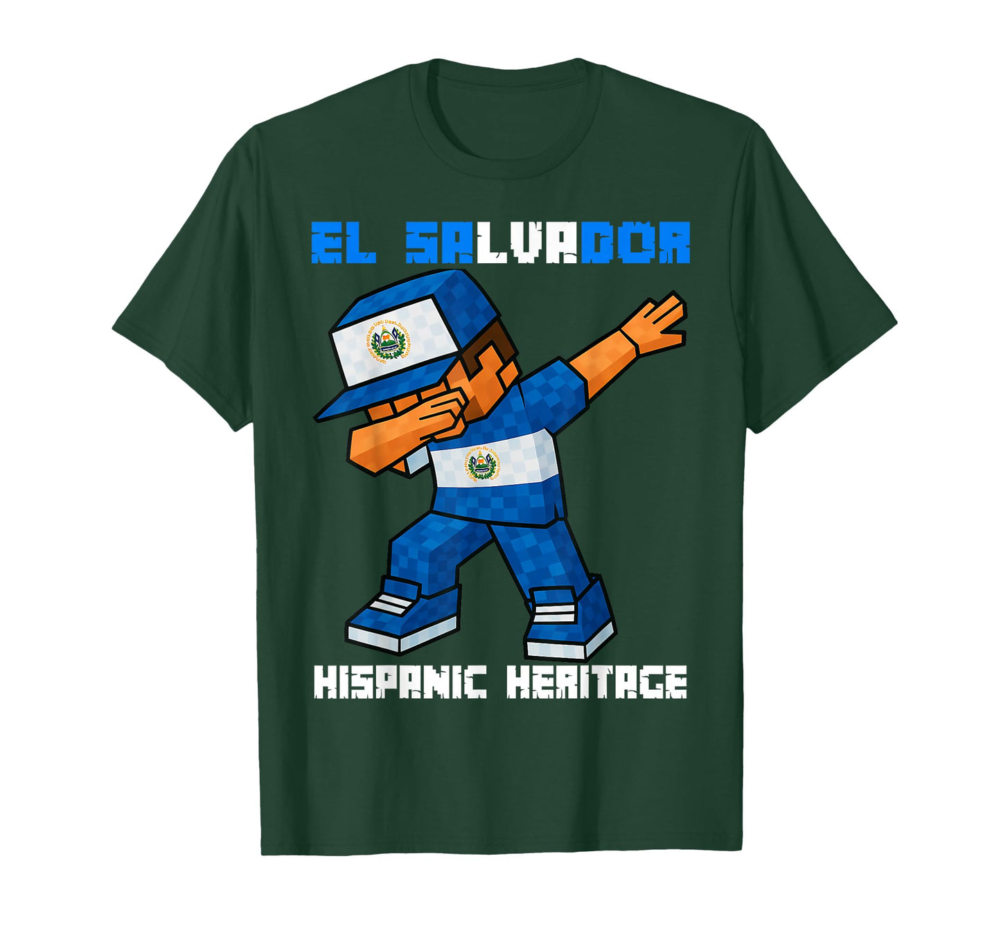 El Salvador Dab Kids Game Pixel Hispanic Heritage Salvadoran T-Shirt