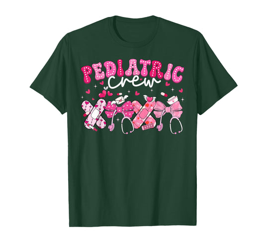 Valentine Pediatric Crew XOXO Nurse Coquette Bow Peds Women T-Shirt