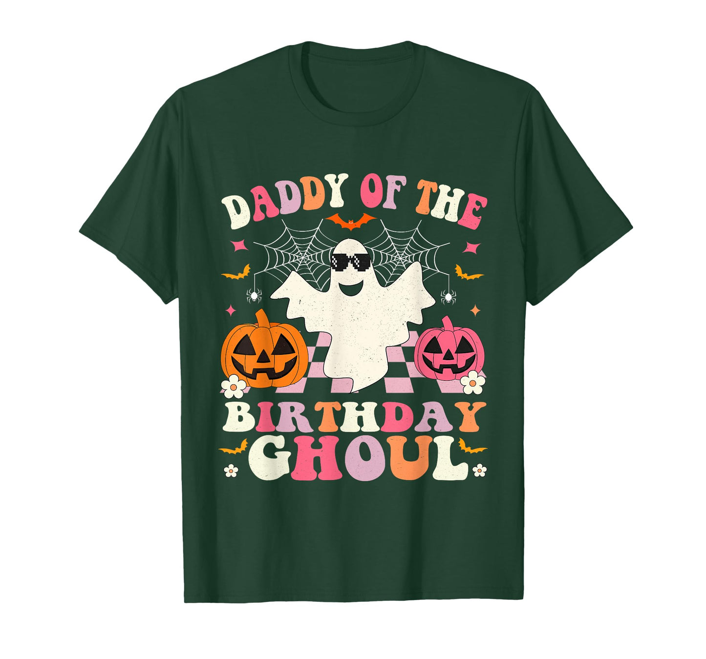 Daddy Of The Birthday Ghoul Groovy Halloween Ghost Spooky T-Shirt