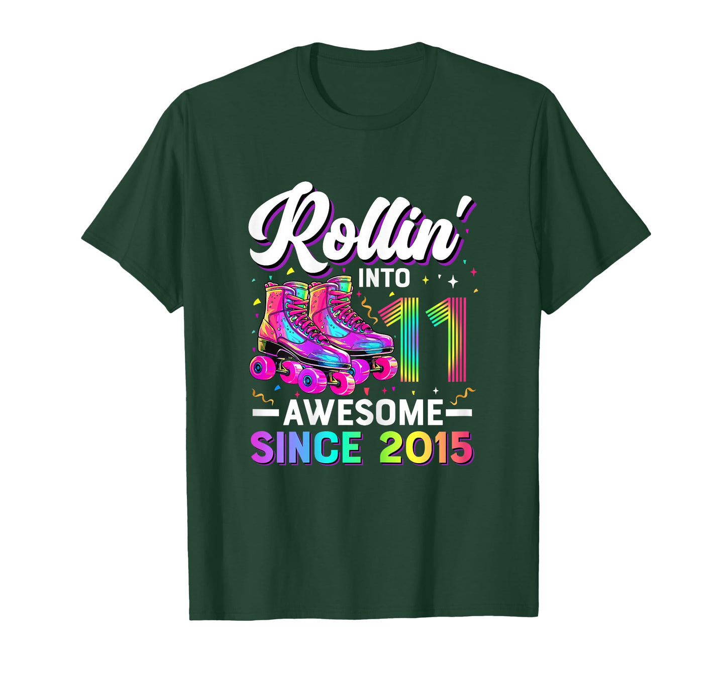 11th Birthday Shirt Girl 11 Year Old Roller Skate Skating T-Shirt