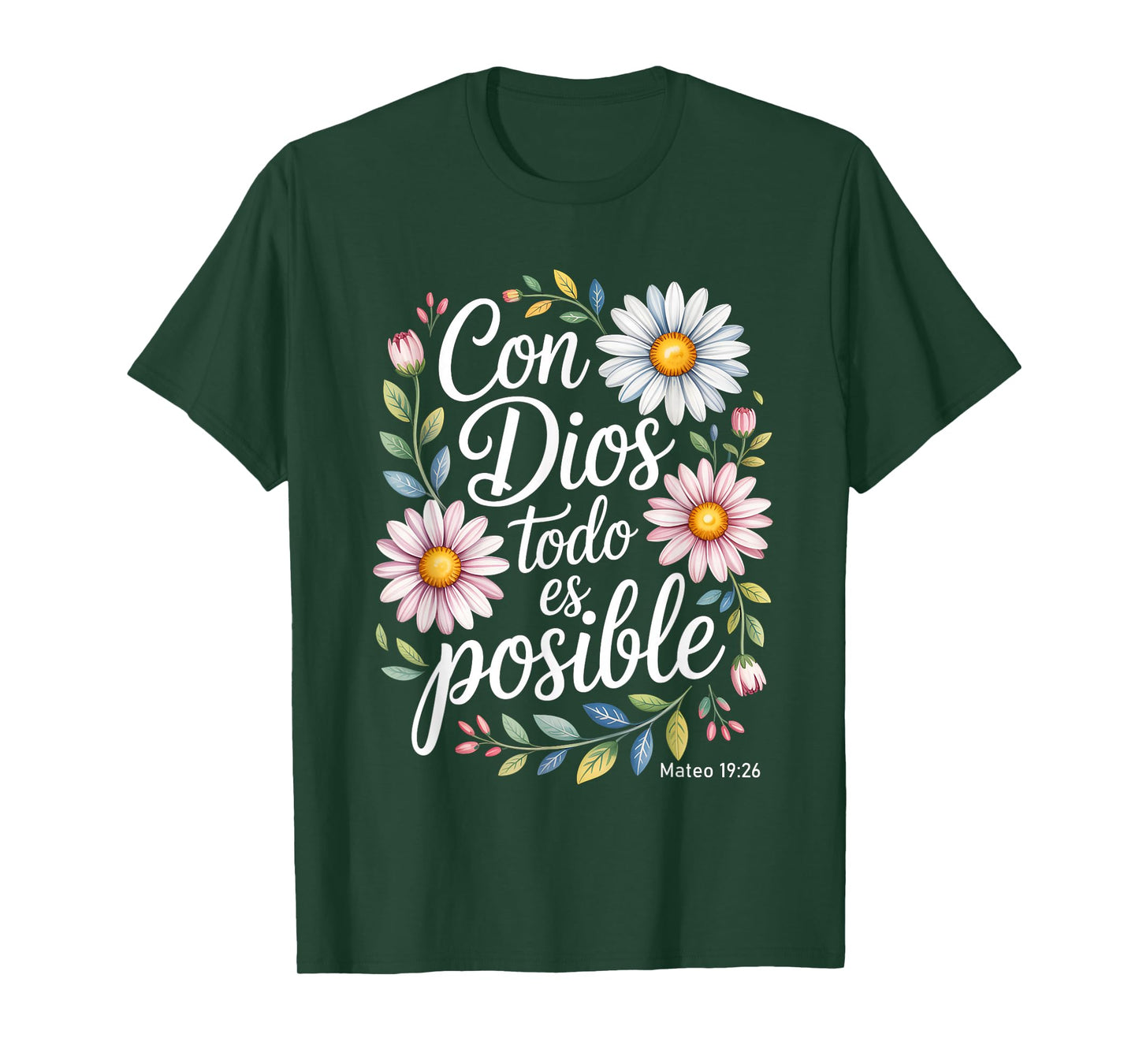 Con Dios Todo ES Posible Shirt Christian Spanish for Womens T-Shirt