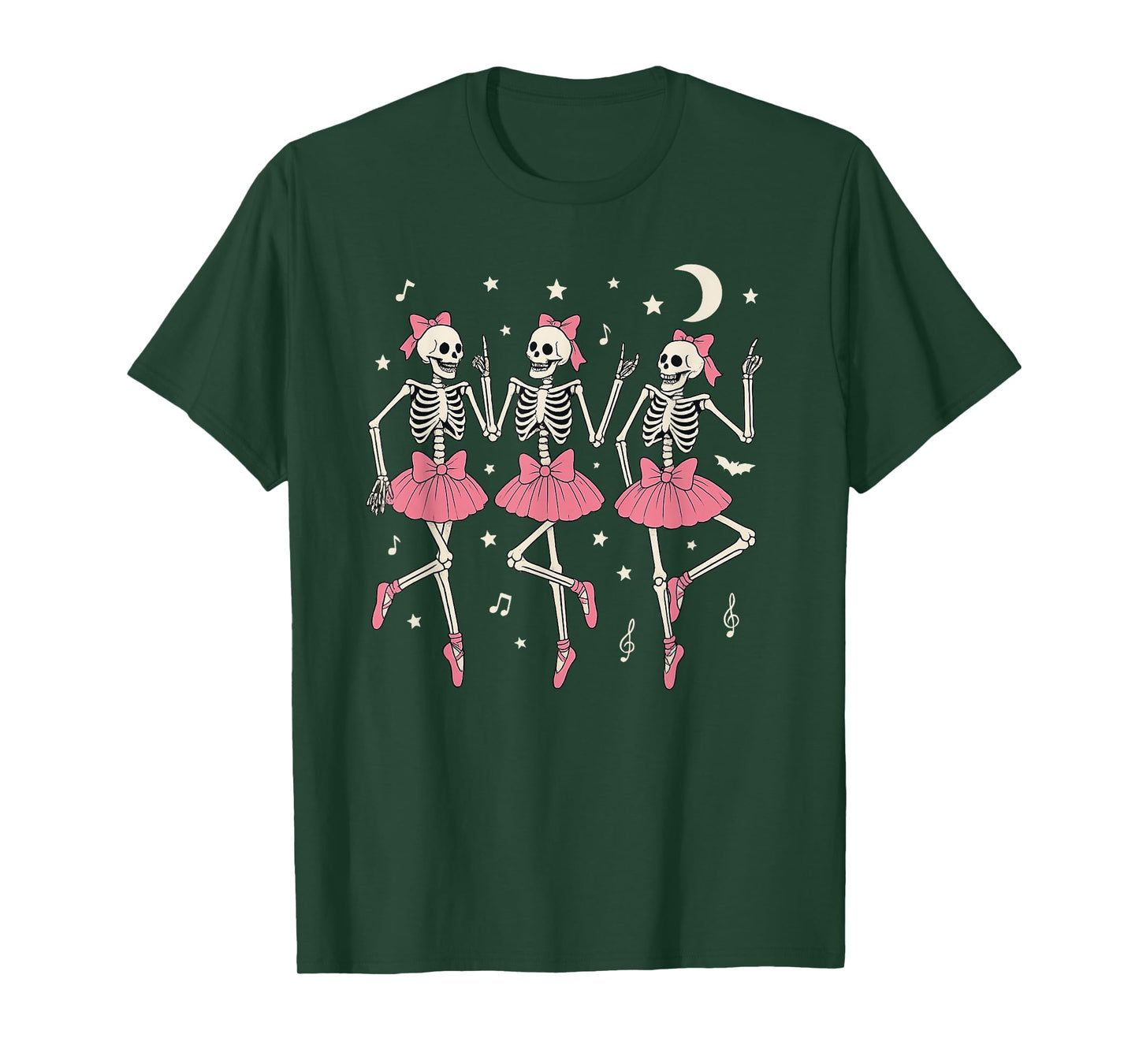 Dancing Skeletons Pink Coquette Halloween Women Girls T-Shirt
