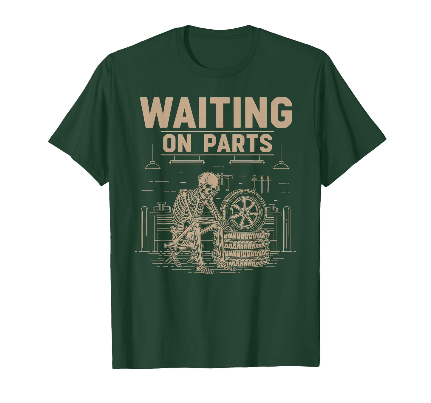 Waiting On Parts Funny Skeleton Auto Mechanic Technician T-Shirt